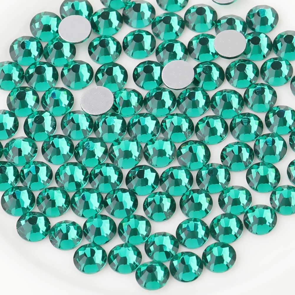 Beadsland 288pcs Flat Back Crystal Rhinestones Round Gems for Nail Art and Craft Glue Fix, Blue Zircon, SS34,7.1-7.3mm