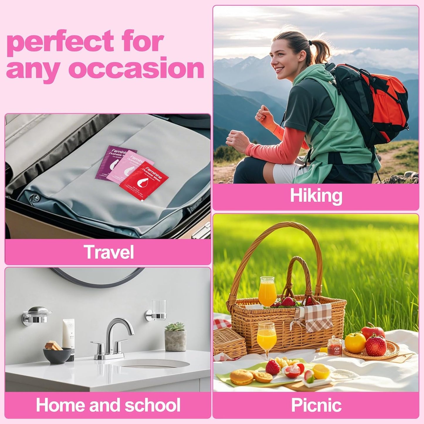 Feminine Wipes Individually Wrapped, Flushable Wipes Travel,Travel Wipes for Women,Feminine Care Wet Wipes Travel Size Vaginal Wipes for Adult, Girl and Homeless 300