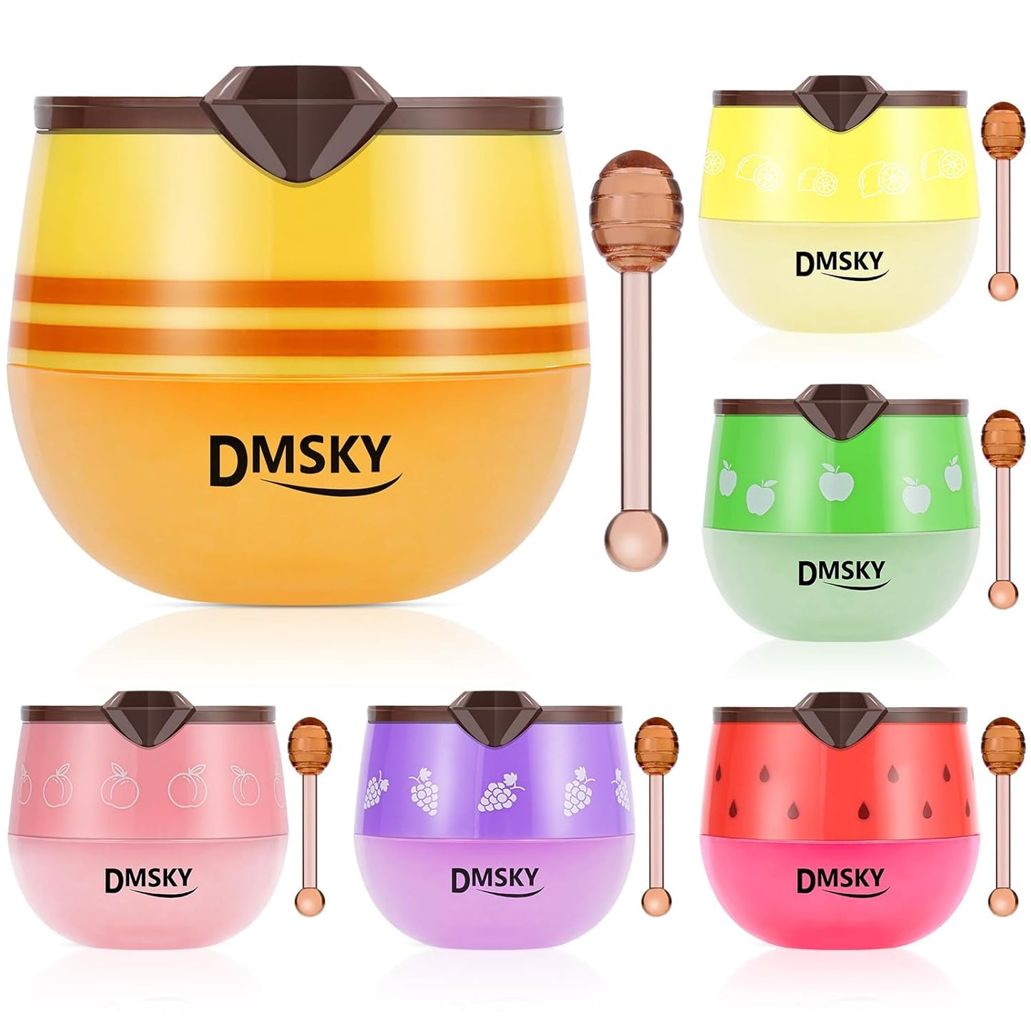 DMSKY Bee Lip Balm Honey Pot 6 PCS, Nourish & Hydrate Lip Sleeping Mask with Vitamin E, Lip Mask Overnight for Dry Lips, Reduces Lip Lines