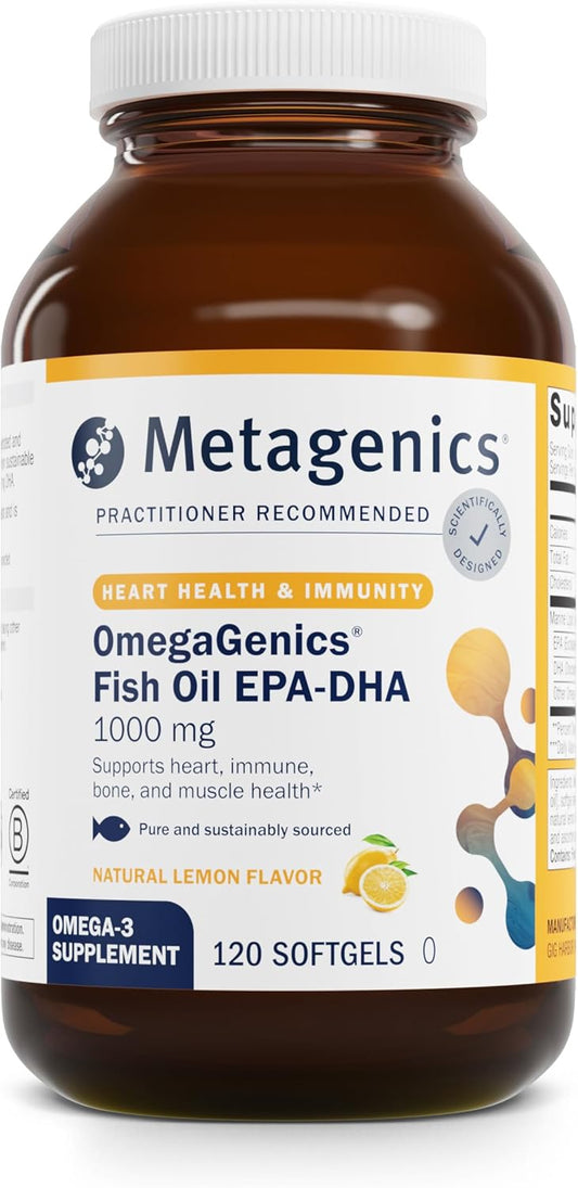 Metagenics OmegaGenics Fish Oil EPA-DHA 1000 mg - High Potency - Omega-3 Fish Oil Supplement - for Heart Health, Musculoskeletal Health & Immune System Health* - with DHA & EPA - 120 Softgels