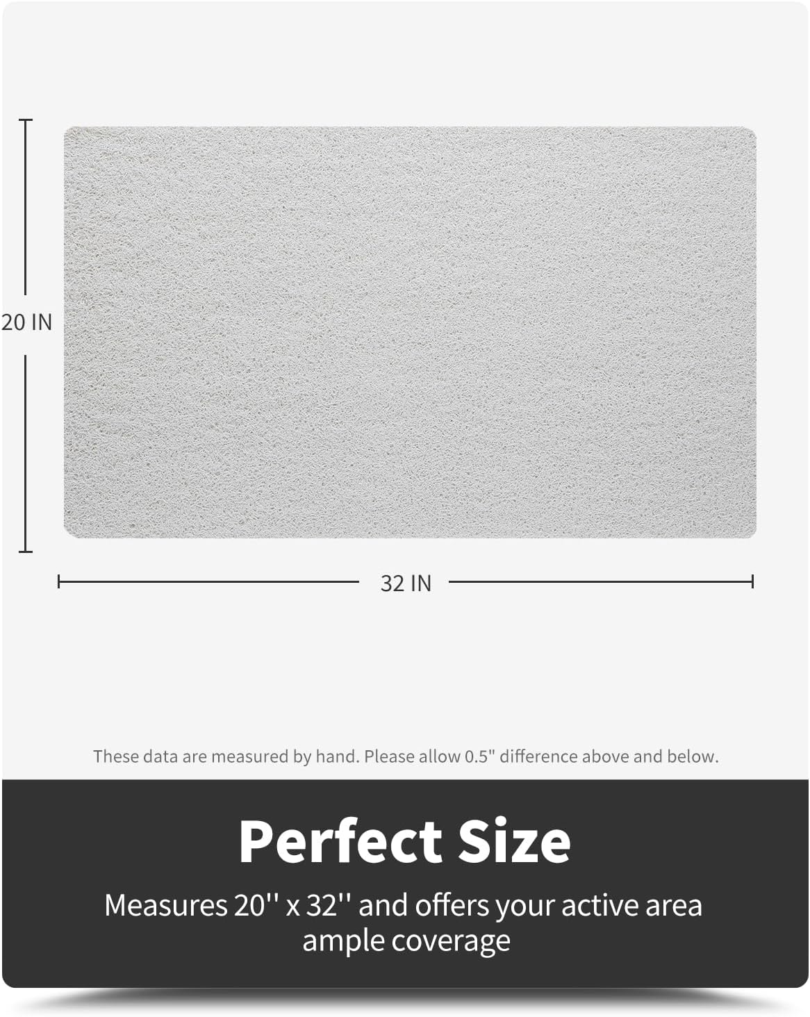 Non-Slip Bathtub Mat, 20x32 Inch, Shower Mats for Bath Tub, PVC Loofah Bathroom Mats for Wet Areas, Quick Drying