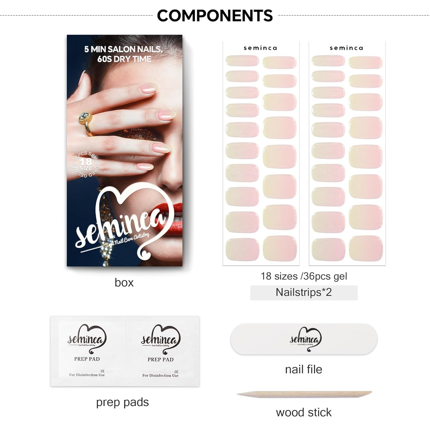 Semi Cured Gel Nail Strips-Fall winter nail stickers Glossy finish cozy season colors sweater weather designs for holiday parties,Works with Any UV/LED Lamps(Champagne Stardust Shift)