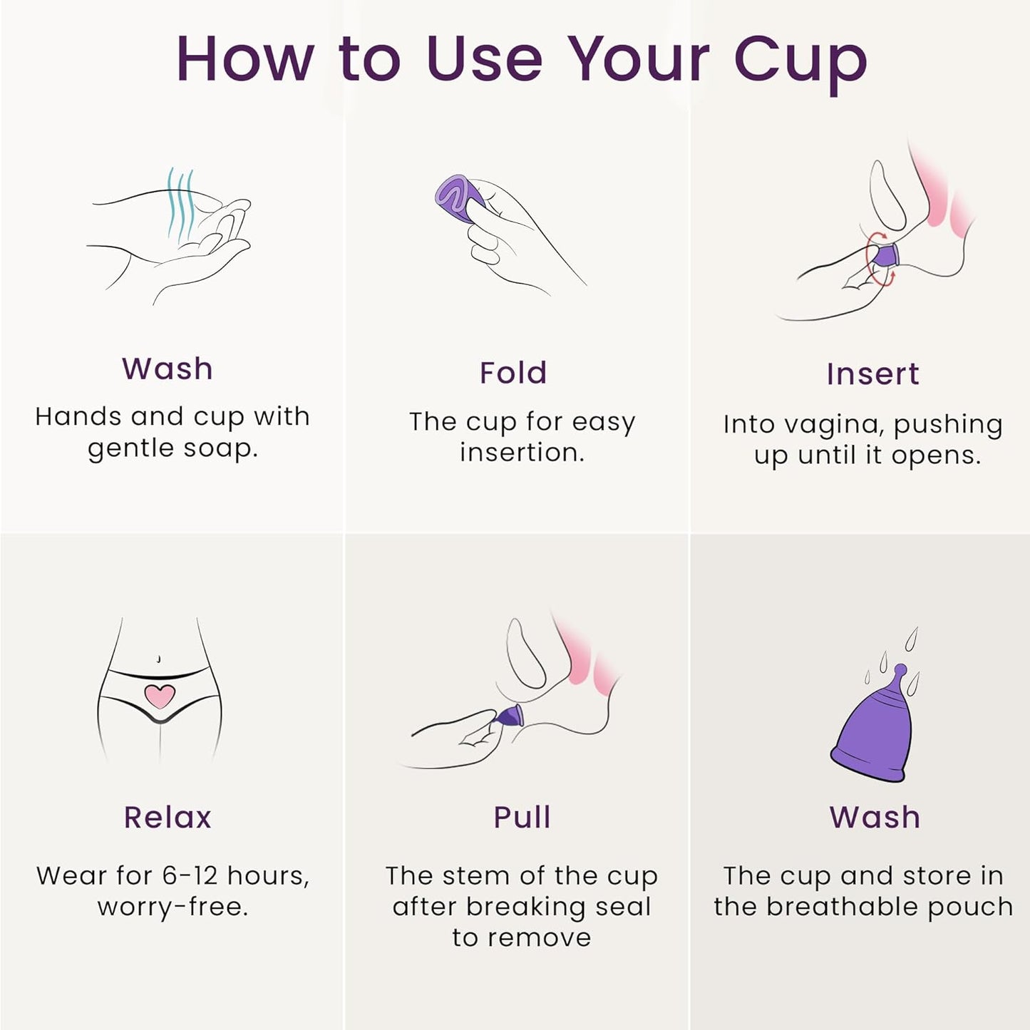 EcoBlossom Reusable Menstrual Cup Set - The Most Reliable Medical Grade Silicone Period Cups - Comfortably use for 12 Hours (2 Large Cups)