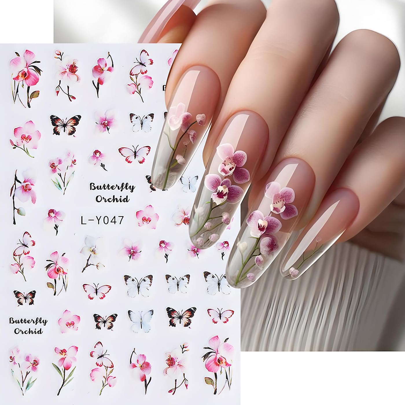 Flower Nail Art Stickers, Luminous Nail Art Decals 3D Self-Adhesive Flowers Fairy Butterfly Floral Leaf Nail Design 6PCS Luminous Nail Art Supplies for Women Nail Decoration