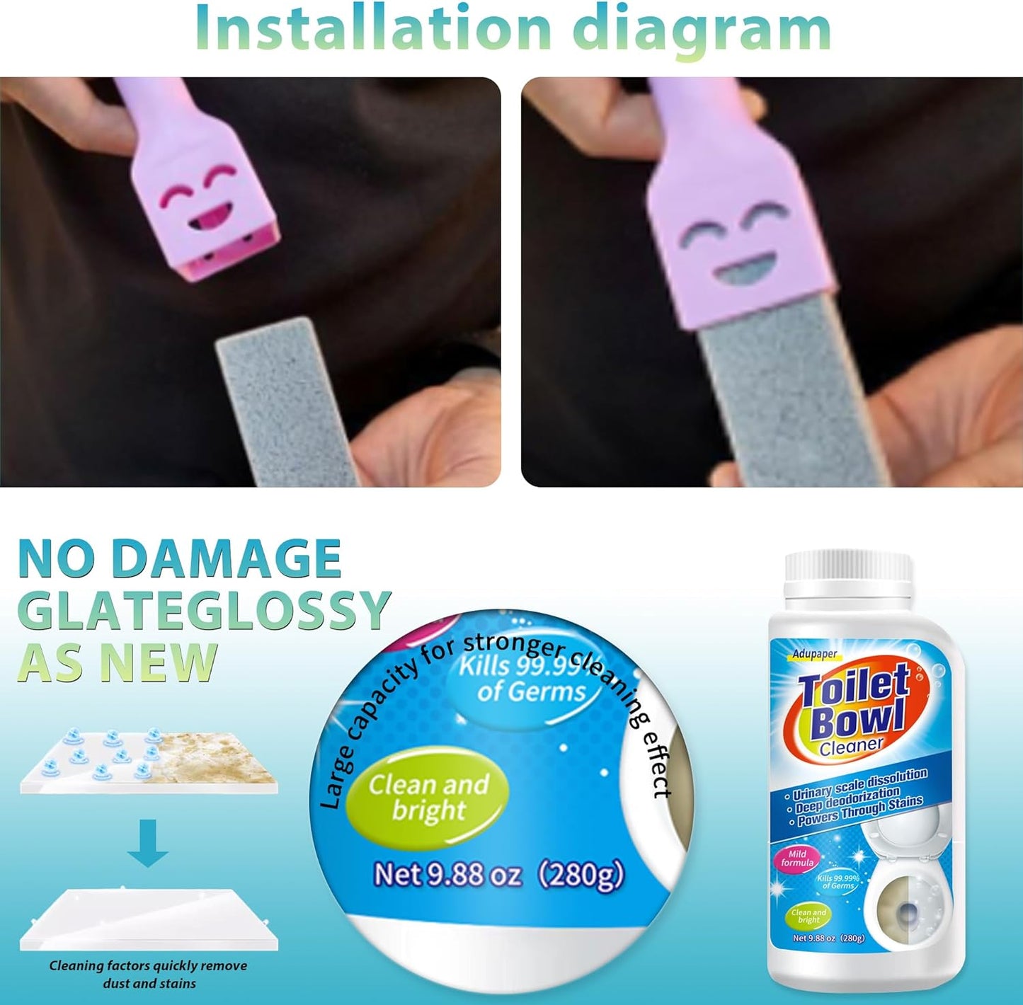 Pumice Stone for Toilet Bowl Cleaning, Powerfully Cleans Hard Water Rings, Calcium Buildup & Stains, Suitable for Cleaning Toilets, Bathtubs