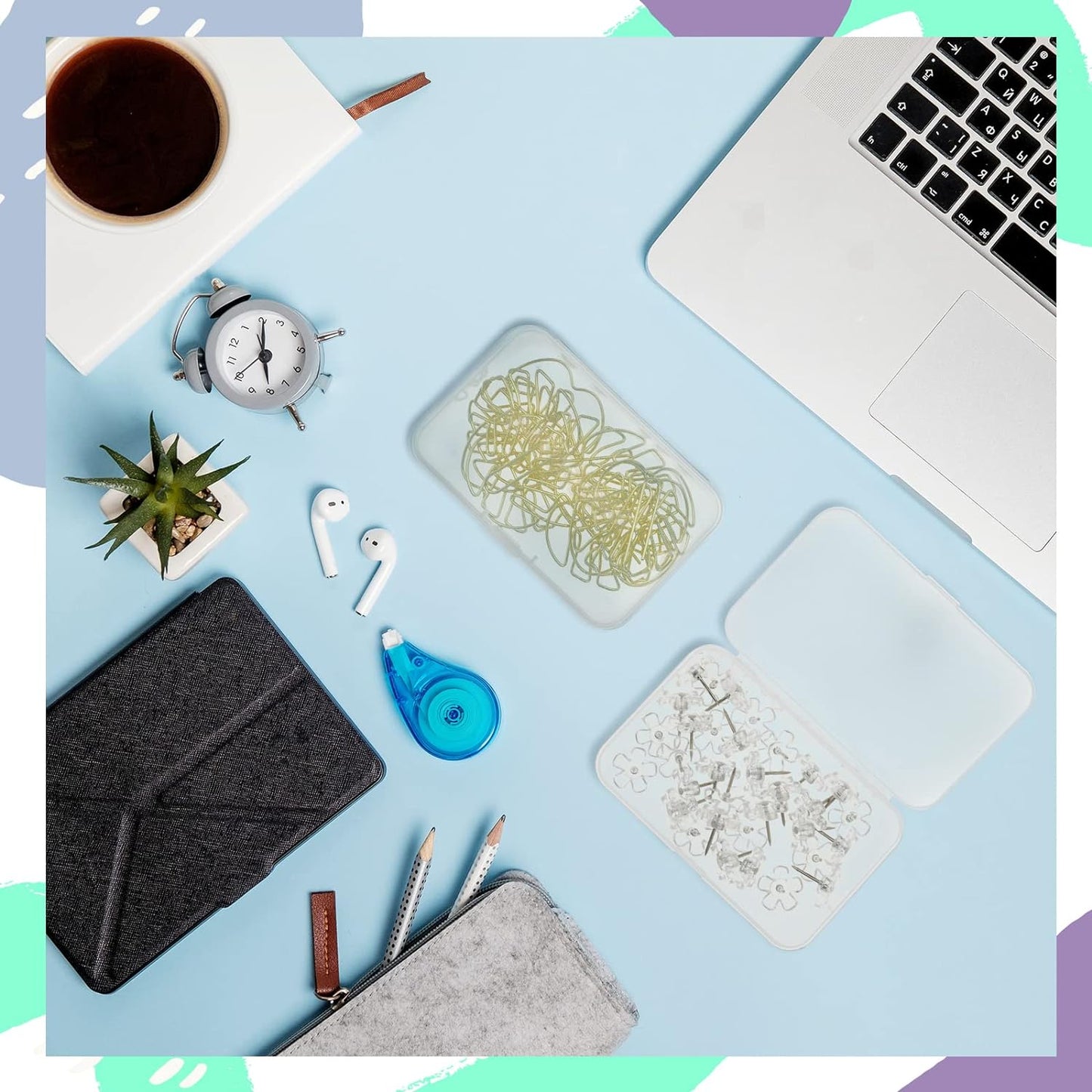 ISKYBOB 6 Packs Rectangle Small Clear Plastic Storage Containers Box Case with Hinged Lid Crafts Organizer for Crayons, Bobby Pin, Beads(3.4 x 2.2in)