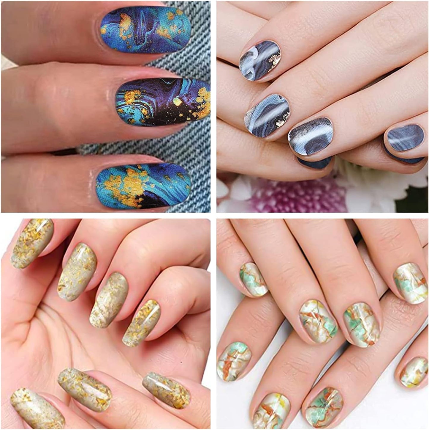 DANNEASY 24 Sheets Full Nail Wraps for Women - Marble Print, Nail Polish Strips Self Adhesive Gel Nail Stickers Acrylic Manicure Strips Nails Art Accessories with 1pc File, Cuticle Stick