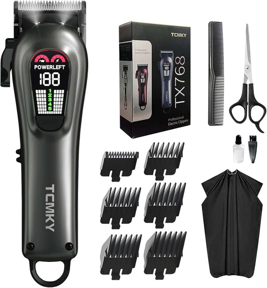 Hair Clippers for Men Professional Hair Trimmer for Men Cordless&Corded Barber Clippers for Hair Cutting & Grooming.Rechargeable Hair Trimmer Kit for Household(Silvery)