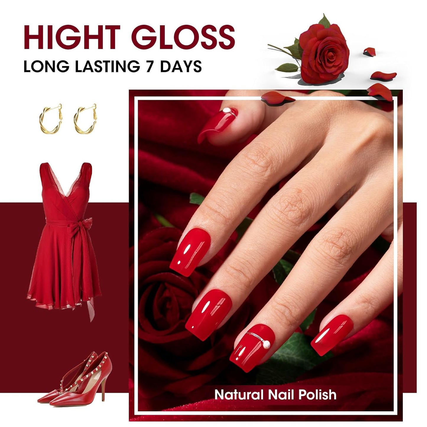 GELLEN Dark Red Nail Polish Set, Deep Burgundy Wine Cherry Blood Red 6 Colors, Fall Winter Quick Air Dry Regular Nail Polish for Women Gifts DIY Art Nails Home Salon, Not UV Gel, Hema Free, Non-toxic