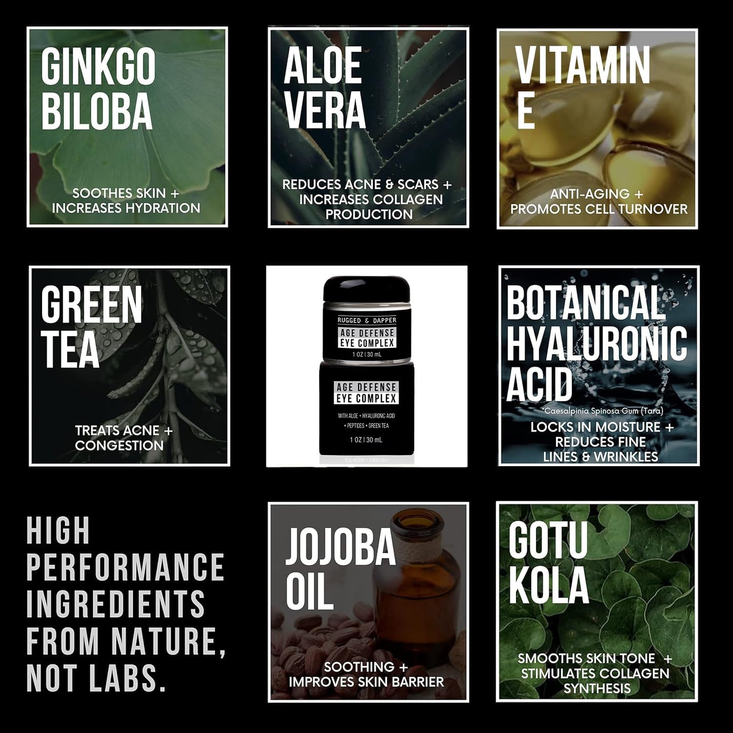 RUGGED & DAPPER Premium Men's Eye Cream | Age Defense for Dark Circles, Wrinkles & Puffy Eyes | Unscented | Hyaluronic Acid, Aloe + Argan Oil