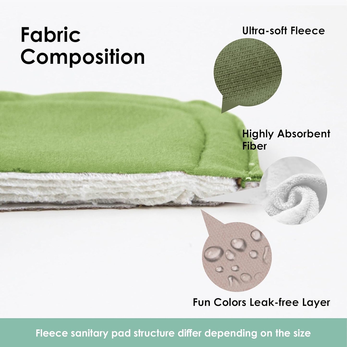 wegreeco 6 Pcs Reusable Menstrual Pads, Ultra Absorbent Cloth Pads for Heavy Flow, Sanitary for Teens,Women, Nonslip, Inner Mustard Yellow, Grey, Beige, Rose Gold Outer, XL