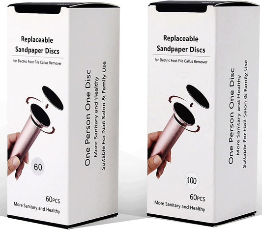 120pcs Replaceable Sandpaper Refill Discs for Electric Foot File Callus Remover Dead Skin Removal (60pcs Rough 60 Grit, 60pcs Smooth 100 Grit)