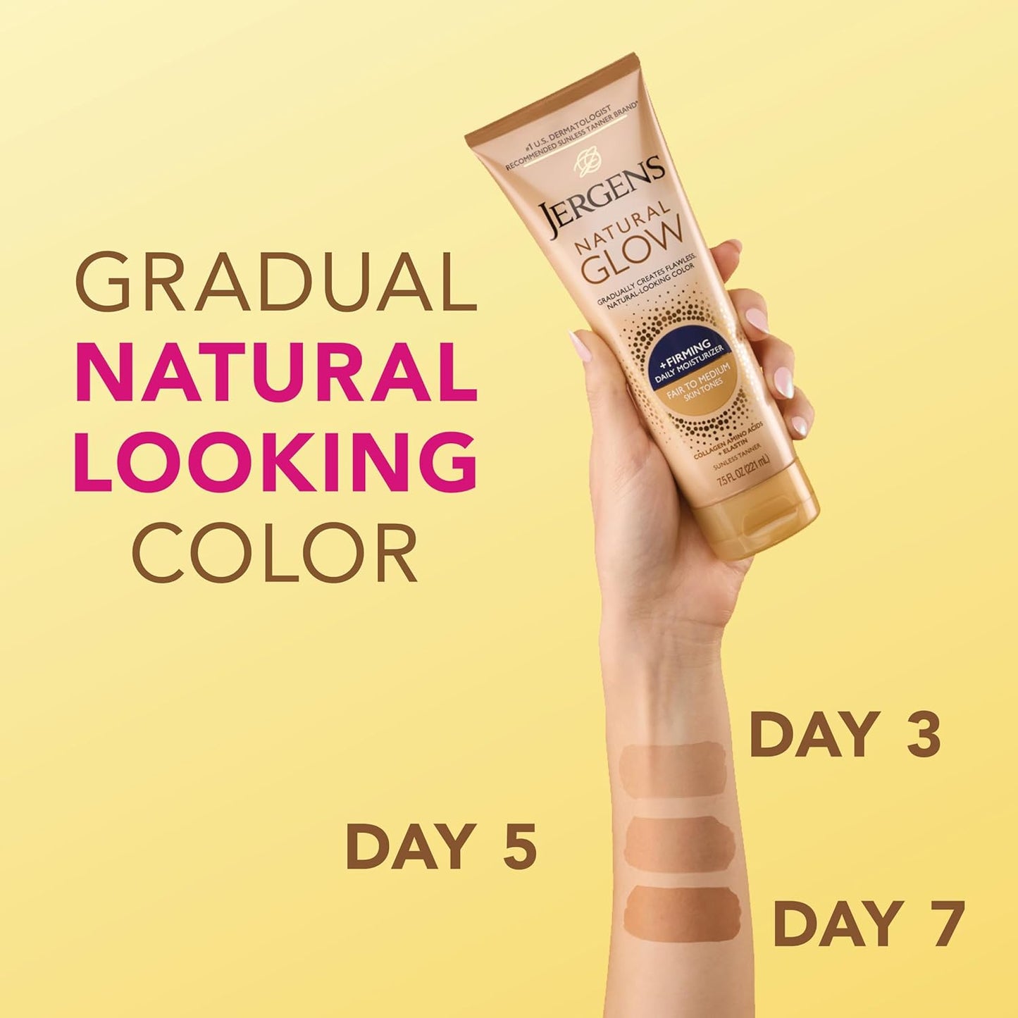 Jergens Natural Gradual Glow Bundle Pack: Daily Moisturizer +Firming 7.5fl oz and SPF20 Face Moisturizer 2fl oz, Fair to Medium