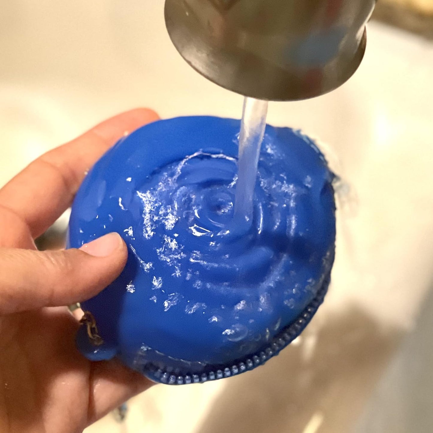 Menstrual Period Cup Case Storage Bag | Rose Design + Silicon Material | Easy to Carry, Clean, and use | Metal Chain Attached | Multi-use for Any Small Items - Blue