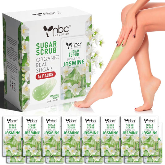 Foot Exfoliating Scrub, Sugar Scrub, Dead Skin Remover for Feet, Individually Packaged Foot Scrub Smooths, Hydrates, Detoxifies Tired and Dry Cracked Feet 16 Packs per Box, Jasmine
