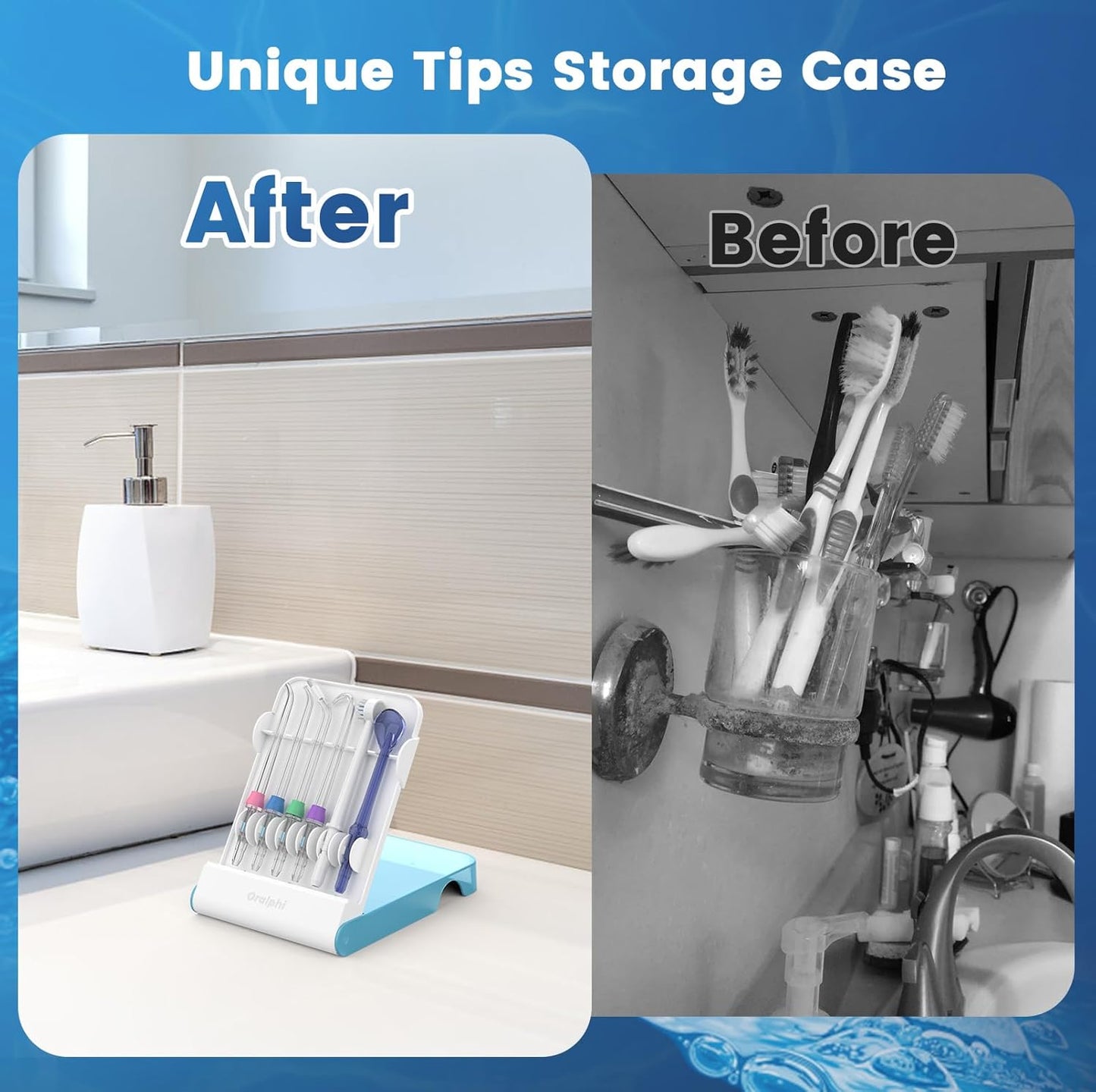 Replacement Tips for Waterpik, Water Flosser Replacement Heads Parts for Waterpik Oral Irrigator (Aquaflosser 6 Tips Tongue Combo & Storage Case Bundle)