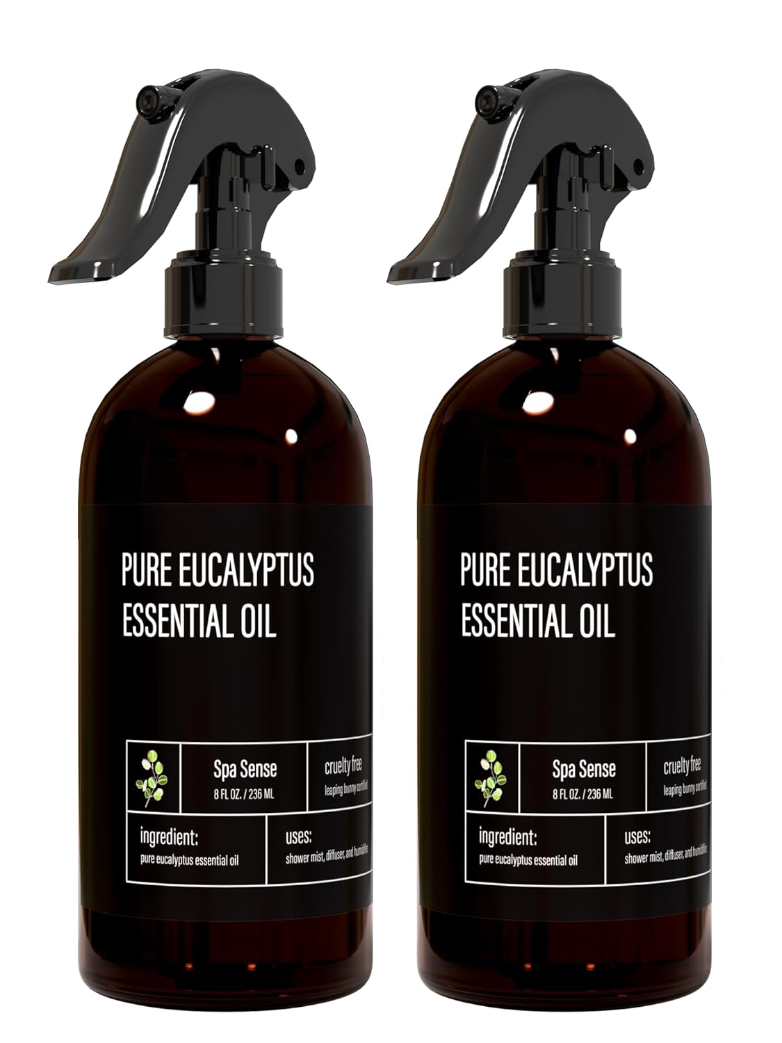 Pure Eucalyptus Oil Shower Mist and Steam Room Spray - Room Spray and Eucalyptus Spray for Shower - Premium Aromatherapy Eucalyptus Essential Oil Spray - 8 Ounce, 2 Pack