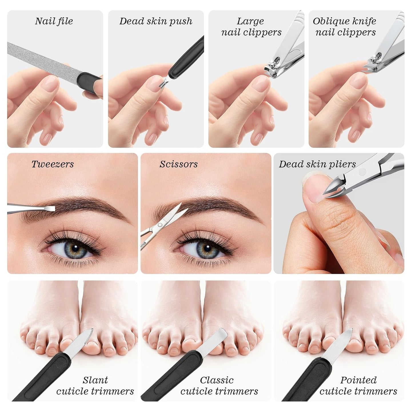 Manicure Pedicure Set, Nail Clipper Set 10-Piece Set Professional Manicure Kit Nail Kit with Portable Black Leather Case Gift for Men Boyfriend Parent