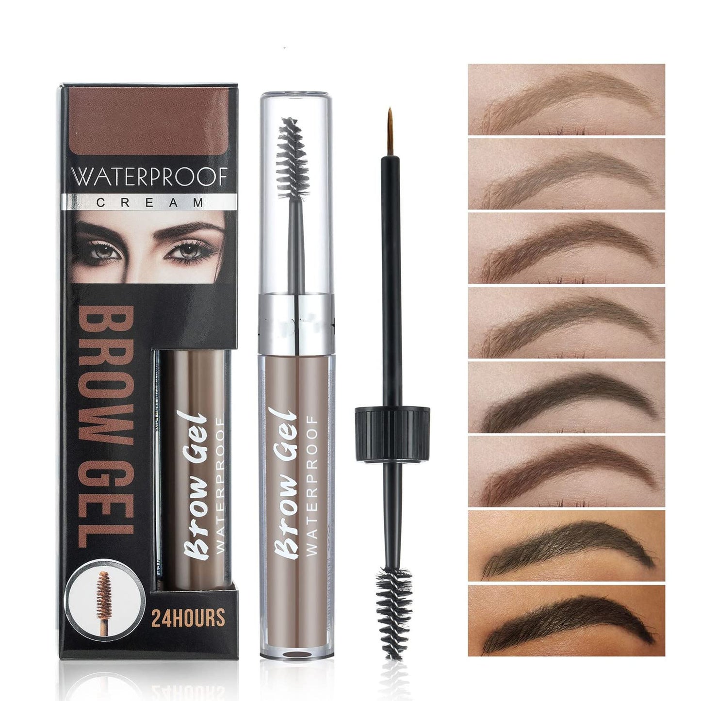 MAEPEOR Waterproof Eyebrow Gel 8 Colors Full-pigmented Long Lasting Liquid Brow Gel for Fuller & Defined Looking (#05 Deep Brown）
