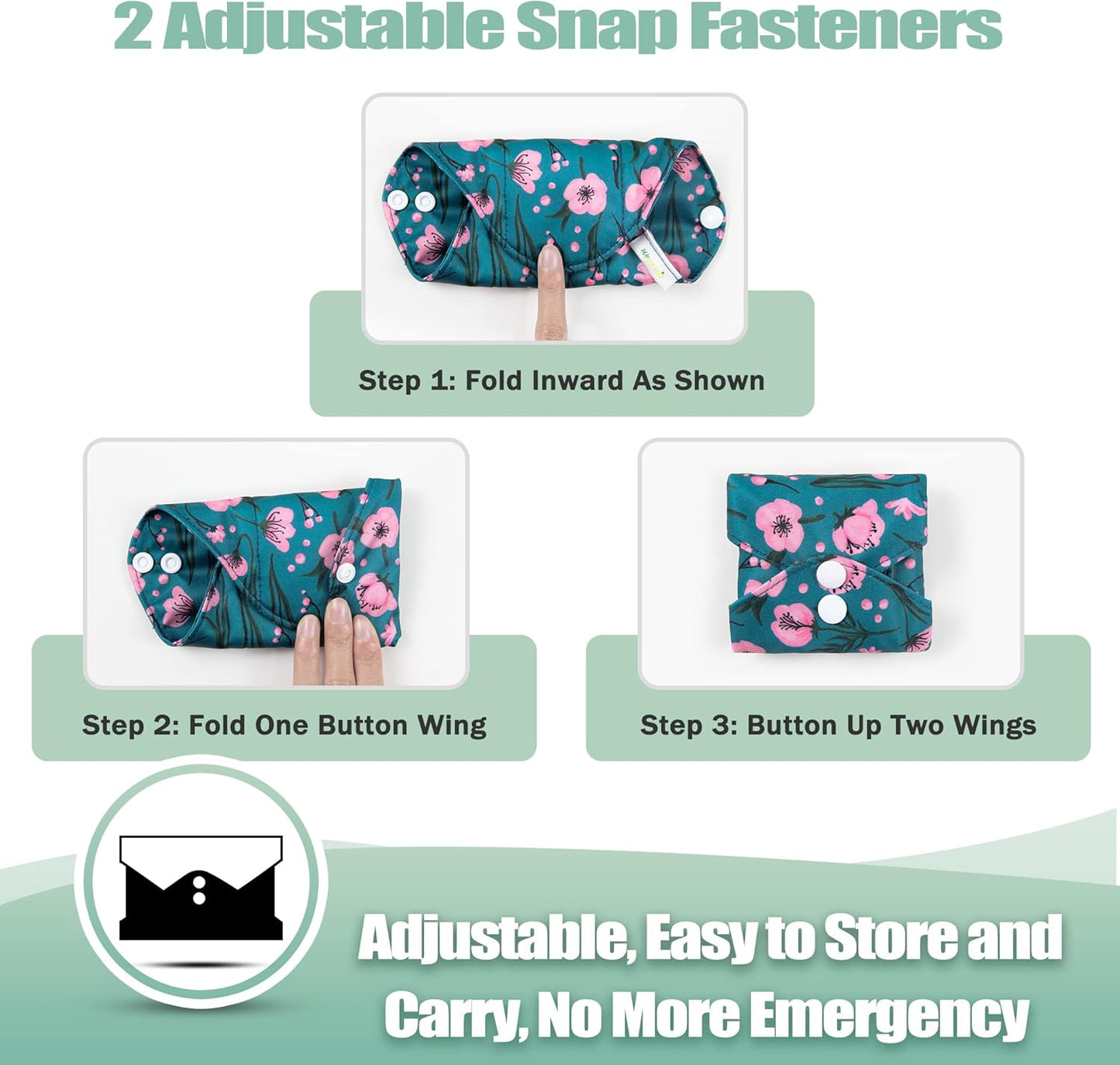 wegreeco Reusable Menstrual Pads - Reusable Sanitary Pads | Reusable Panty Liners | Soft Cloth Menstrual Pads - 6 Pack with 1 Cloth Mini Wet Bag (L, Rose)