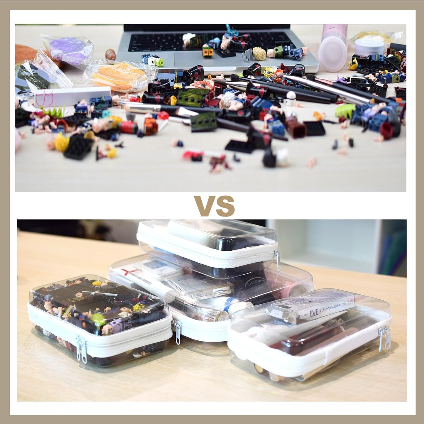 4 pcs Clear Zipper Pouches,Hard Shell Zipper Case, Toiletry Bag for Travel, CLear Diaper Bag, Toiletry Pouch, Travel Organizer, Clear Cosmetic Bag,Toy Storage Bins (M+3S)