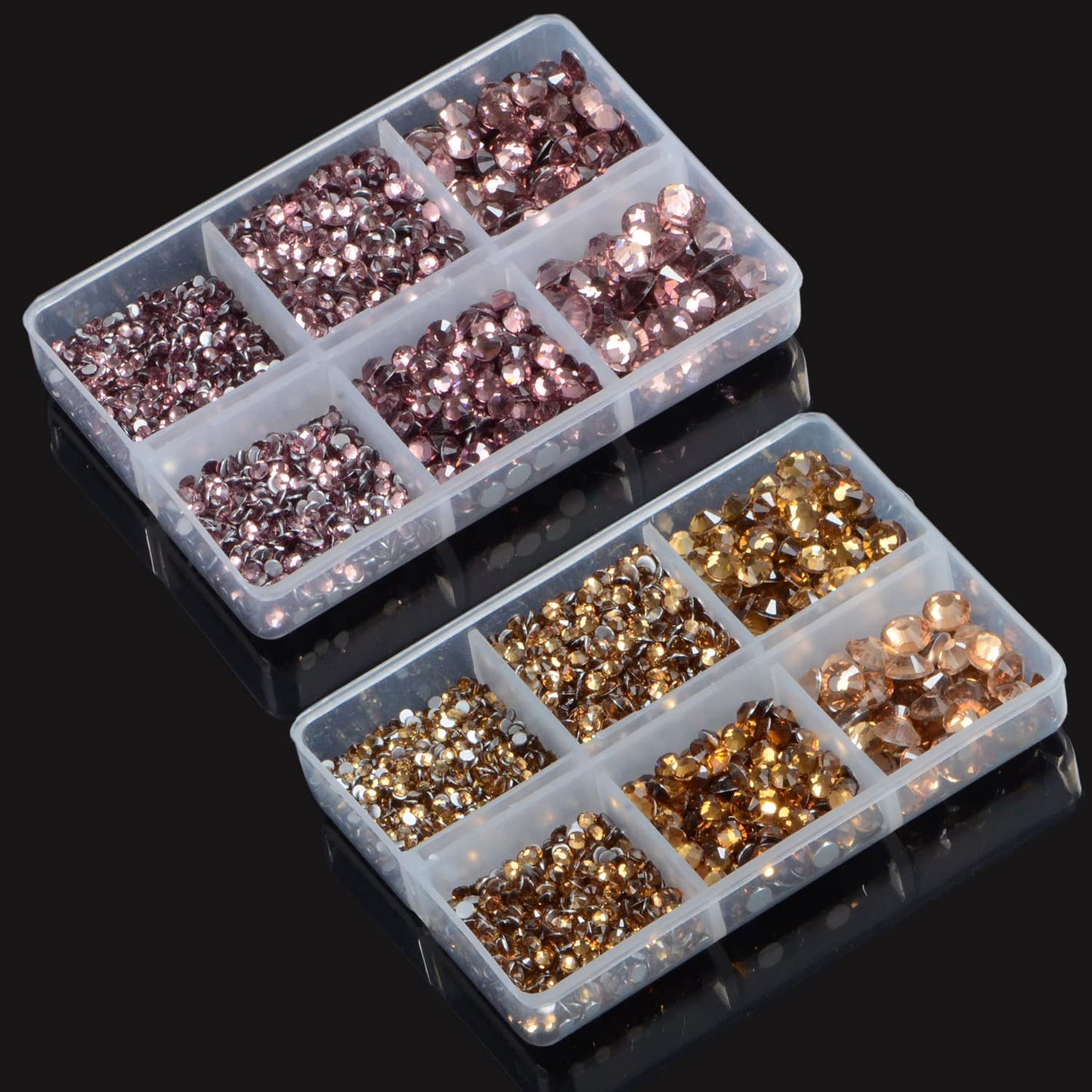 LPBeads 6000 Pieces Topaz and Lt Amethyst Non Hotfix Rhinestones 6 Sizes Round Crystal Glass Flat Back Rhinestones with Tweezers and Picking Pen for Nail Art Crafts Clothes Bags DIY