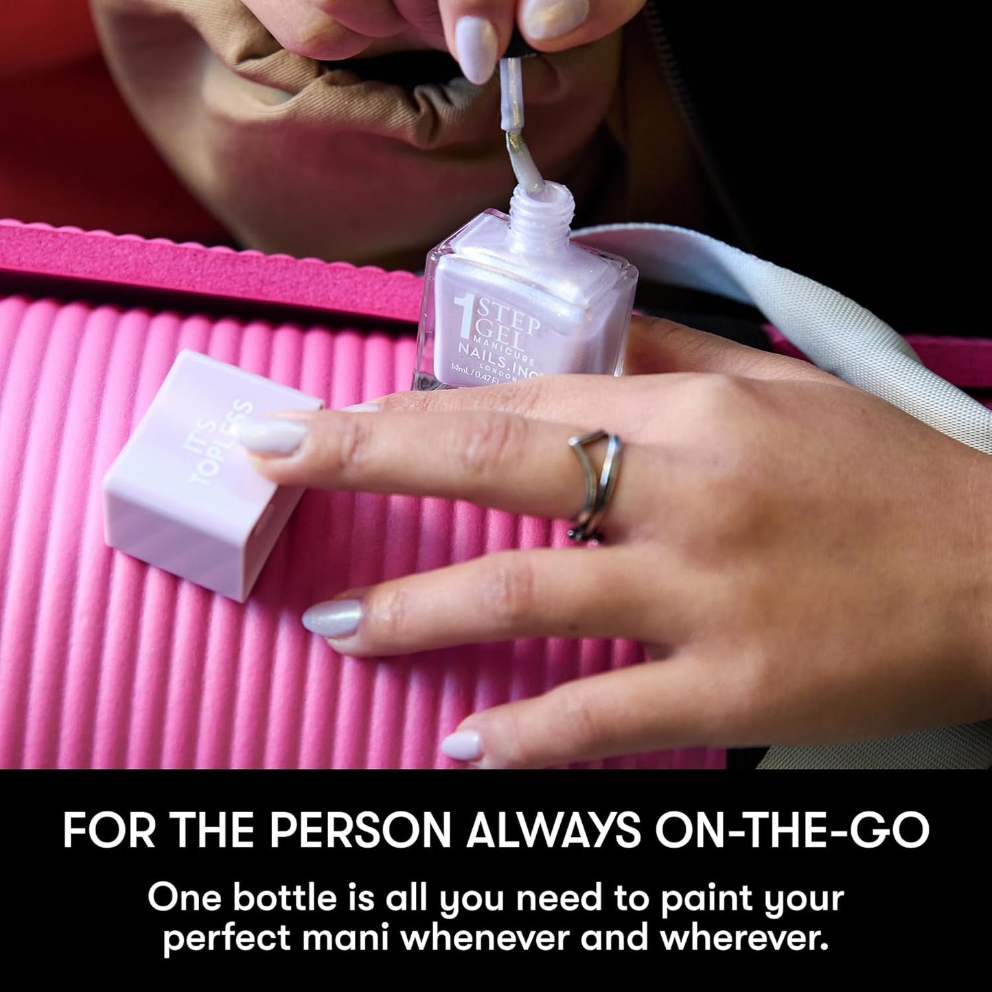 Nails Inc It's Topless Gel-Like Nail Polish, 4-in-1 Base Coat, Treatment, Color & Top Coat, Long Lasting, Strong, Chip Free Nails, Glossy Salon Quality Manicure, Air Dry, Rayna, 0.47 Fl Oz