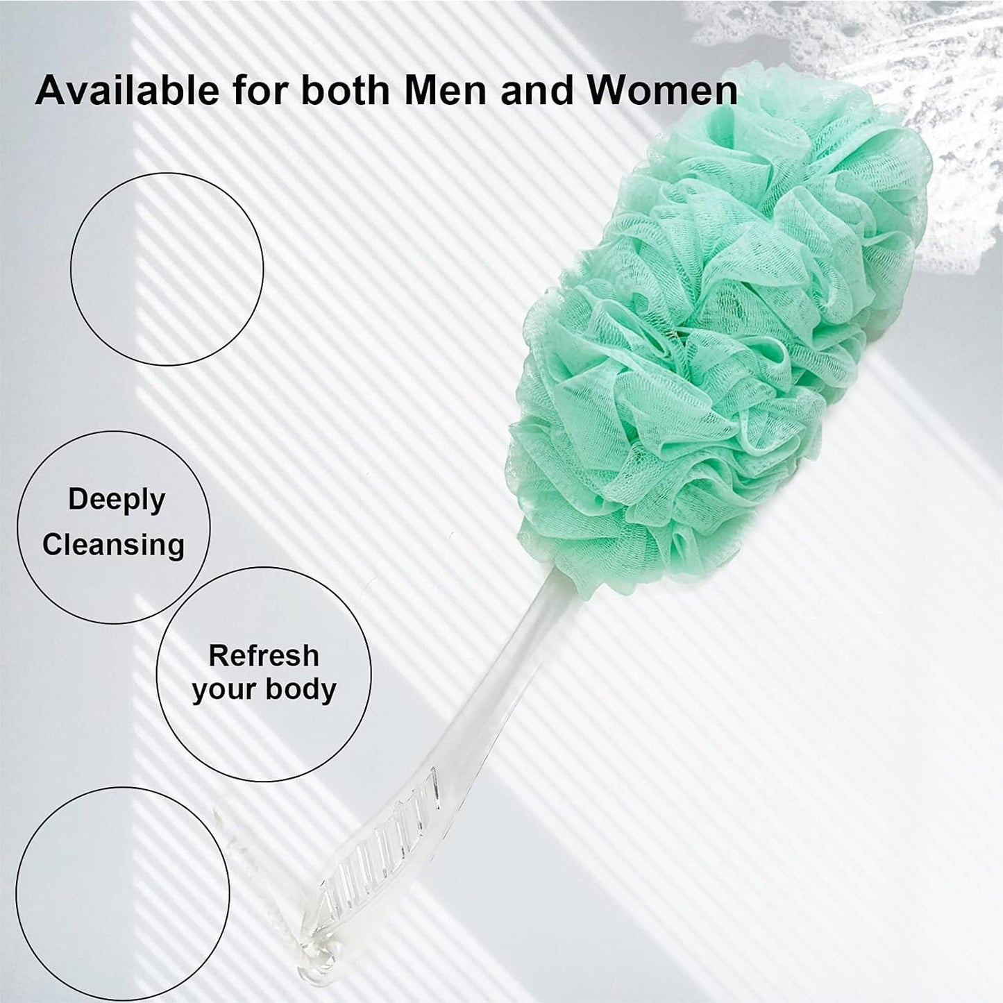 PPHAO - Back Bath Brush - Loofah Sponge Scrubber - Bath Brush Long Handle for Shower - Loofah Exfoliating for Men - Shower Loofah for Women - Green Loofah - 1Pack