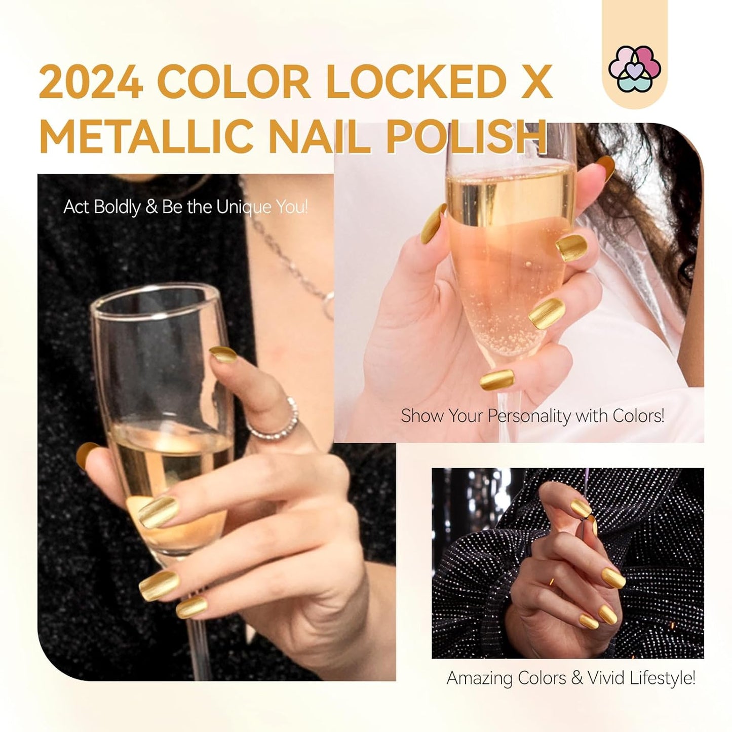 SAVILAND Gold Metallic Nail Polish: Chrome Nail Polish Air Quick Dry Nail Art Polish Bright and Shiny Fingernail Toenail Polish Bulk Nail Lacquer for Beginner DIY Manicure Art at Home Salon Women
