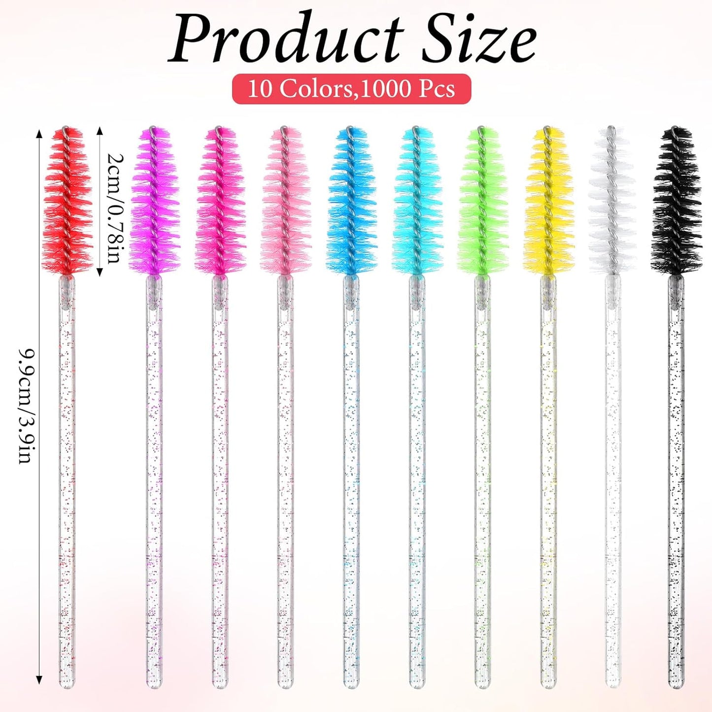 1000 Pcs Disposable Mascara Wands, Colorful Spoolies for Eyelash Extensions, Bulk Eyebrow Comb, Makeup Applicator Eyelash Wands for Eye Lash Extension, Eyebrow Comb, 3.9 x 0.2 x 0.3 Inch