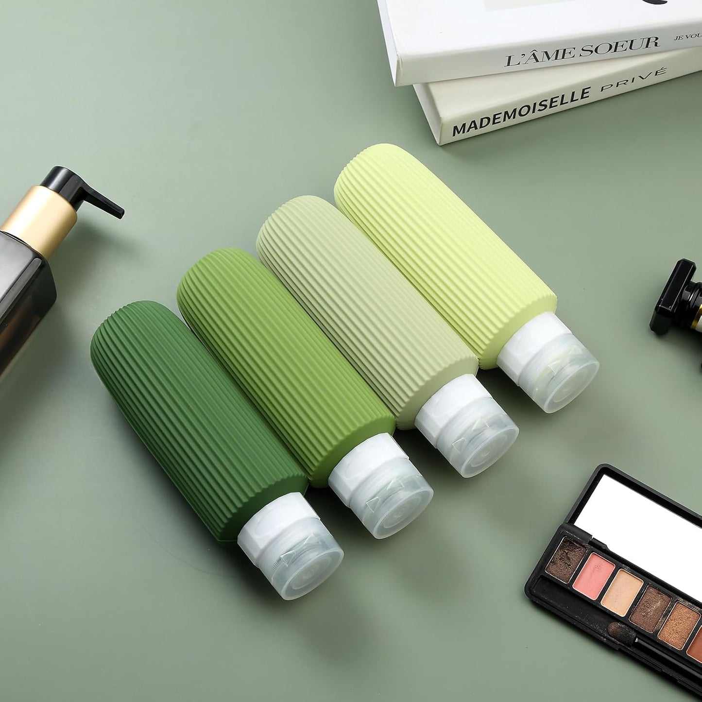 Travel Bottles for Toiletries, Large 6oz Travel Size Containers, BPA Free Leak Proof Tubs Refillable Liquid Accessories with Toiletry Bag for Cometic Shampoo and Lotion Soap (4 Pack)