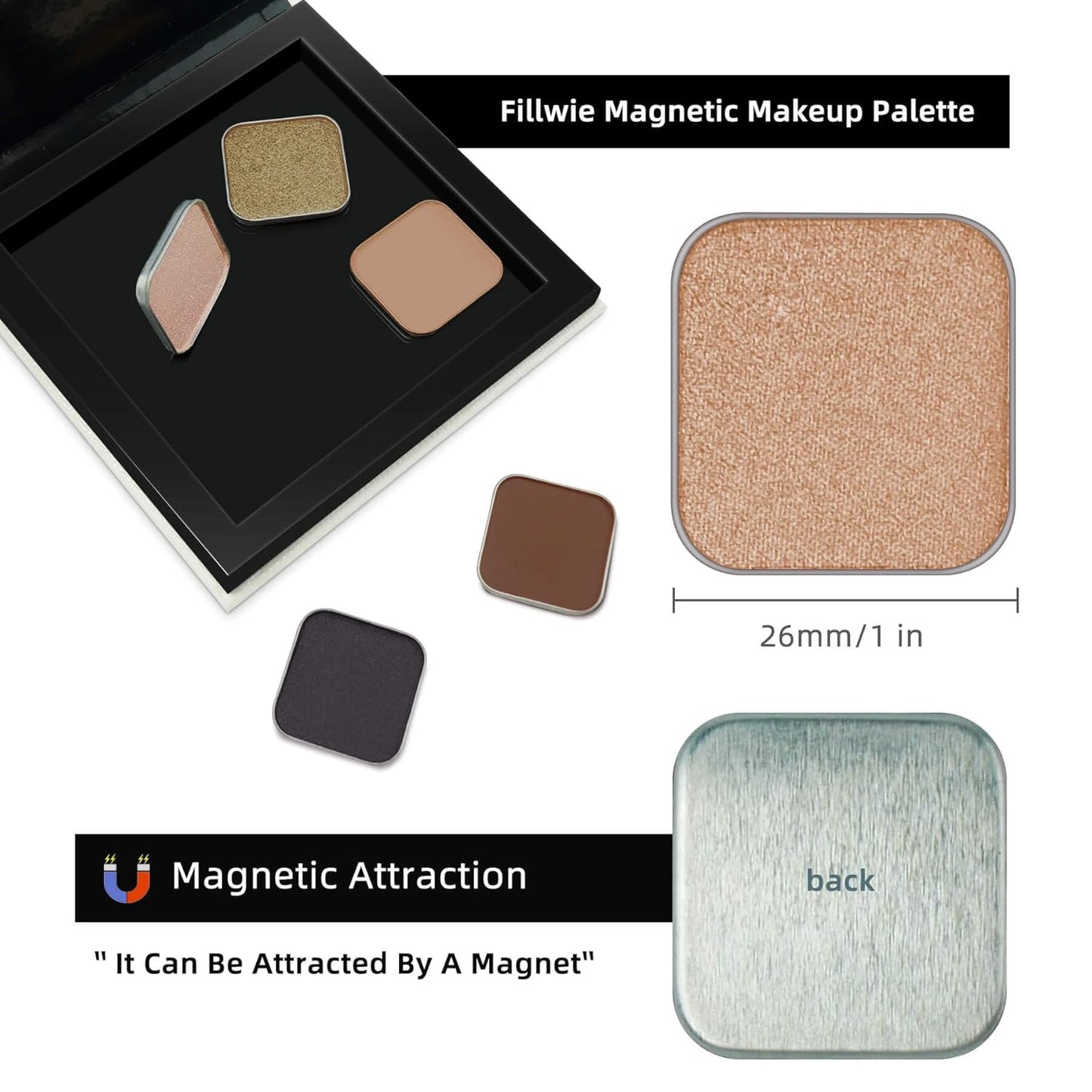 Magnetic Single Matte Eyeshadow with Metal Pan, powder eyeliner smokey eye dark shadow palette, Base Eyeshadow Powder for DIY Empty Magnetic Palette (Chocolate Charm)