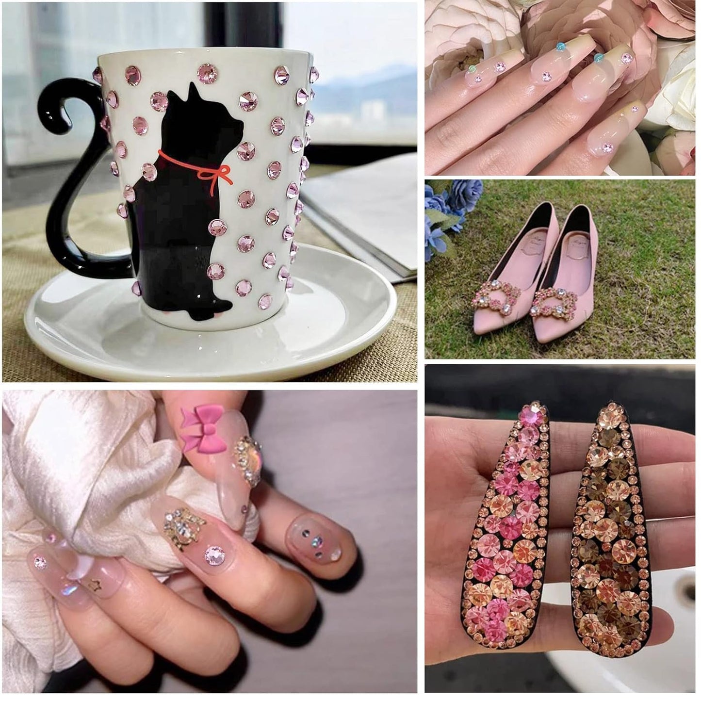 beadsland Flat Back Crystal Rhinestones Round Gems, Light Pink (2.3-2.5mm) SS8/1440pcs