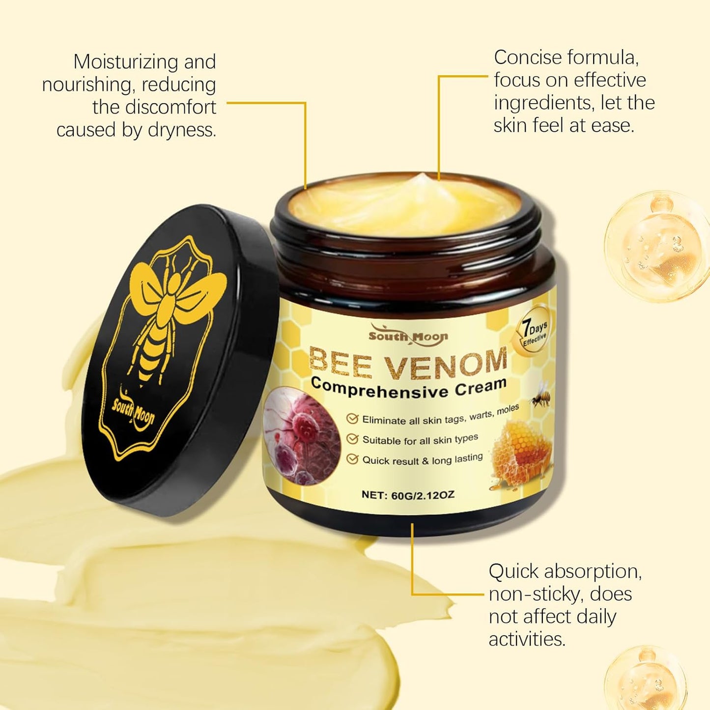 2PCS Bee Venom Skin Treatment Cream, 2025 Bee Venom Comprehensive Cream for All Skin Types, Skincare Treatment Creams, Visibly reduces blemishes