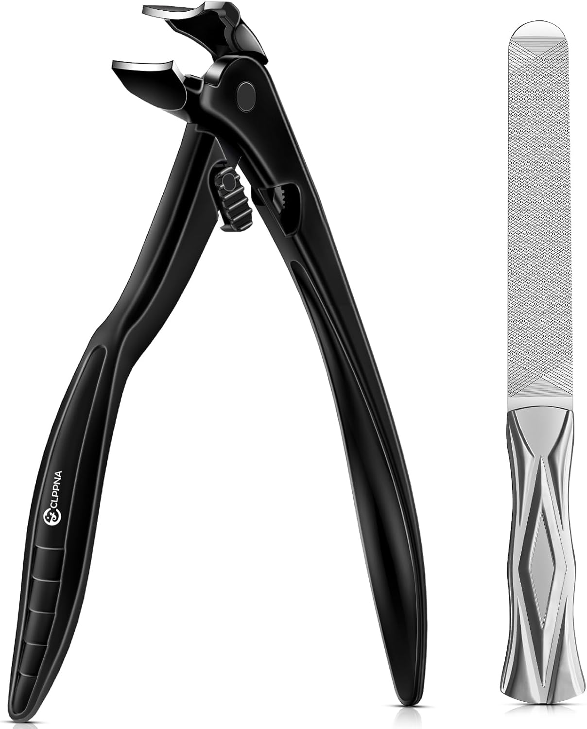 Toenail Clippers for Seniors, CLPPNA Upgraded Long Handle Angled Head Toenail Clippers for Thick Toenails and Fingernails, Wide Jaw Opening Toenail Clipper with Catcher for Men and Women - Black