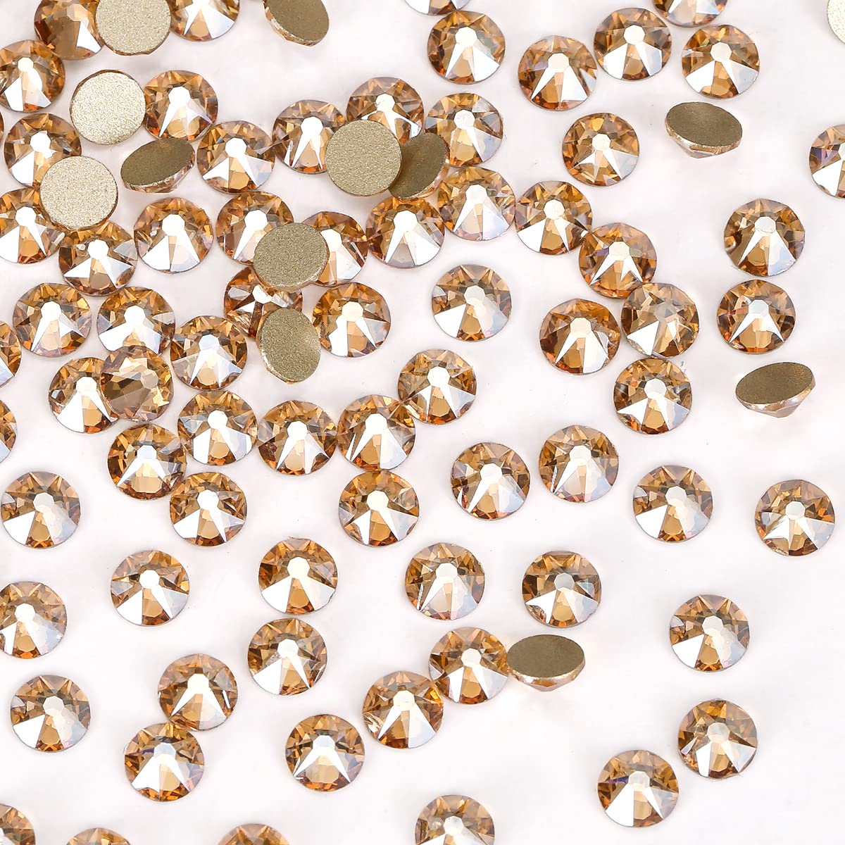 Novani Golden Shadow Rhinestones 1440pcs Flat Back Round Rhinestone Style 2088 Sparkly Crystal Gemstones for Nail Art and Crafting SS8,2.3-2.5mm