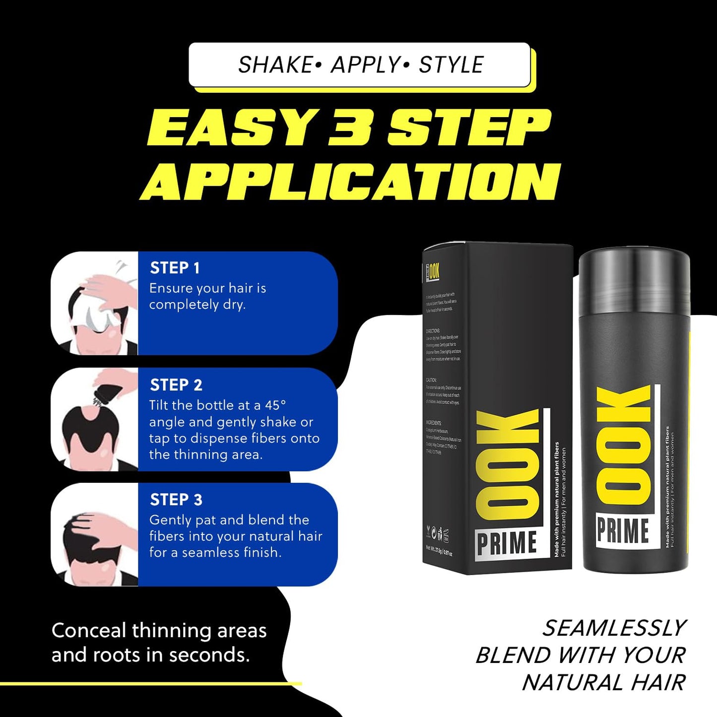 PrimeLook Hair Building Fibers, Luxurious Building Fibers for Thinning Hair, Superior Formula for Men & Women, Instant Volume, Matches Colors (27.5g, Medium Blonde)