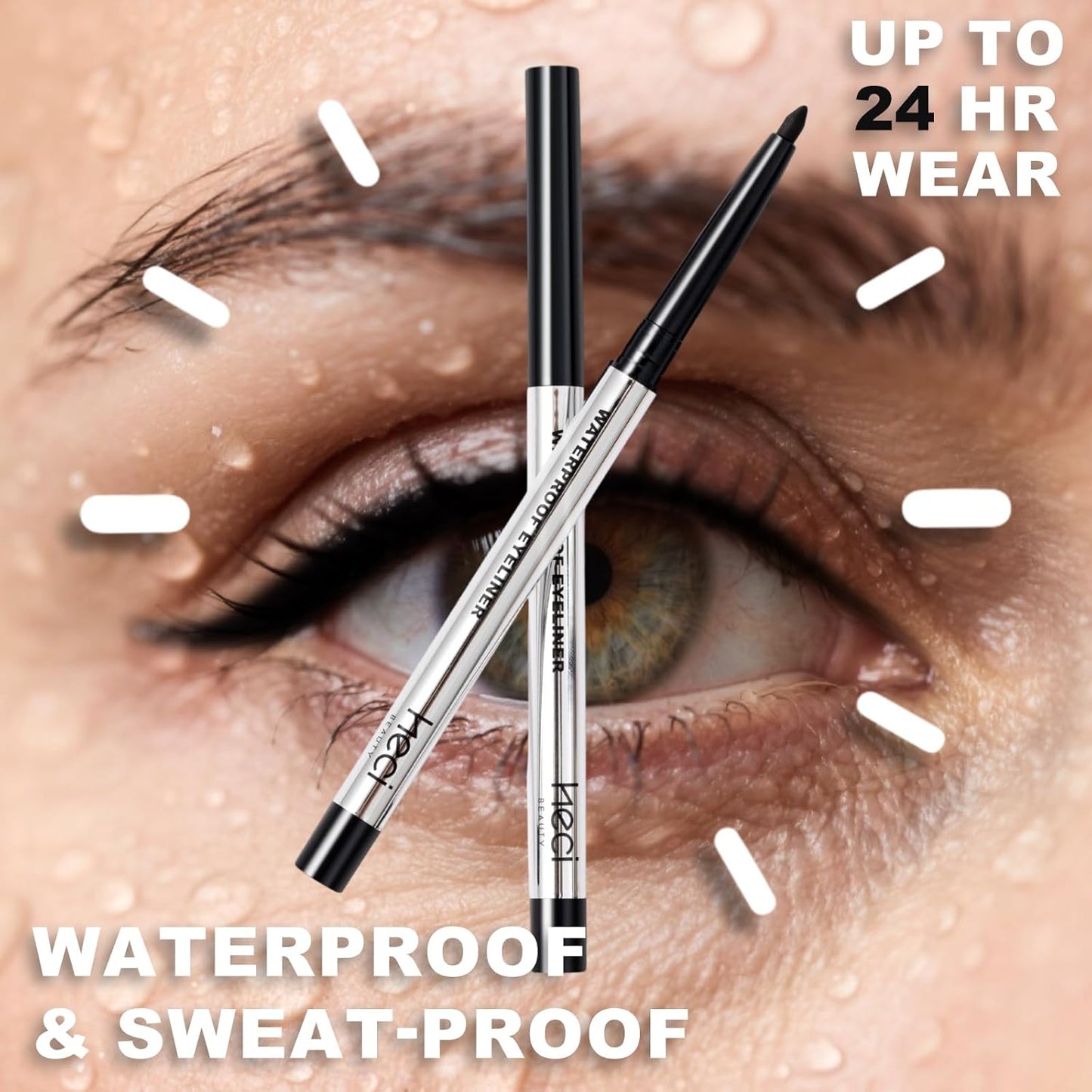 Mechanical Gel Eyeliner Pencil with a High-Pigment, Waterproof & Smudge-resistant, Glide Tip Eye Makeup with Up to 24HR Wear, Waterline Eye Liner with Built-in Sharpener (Black)
