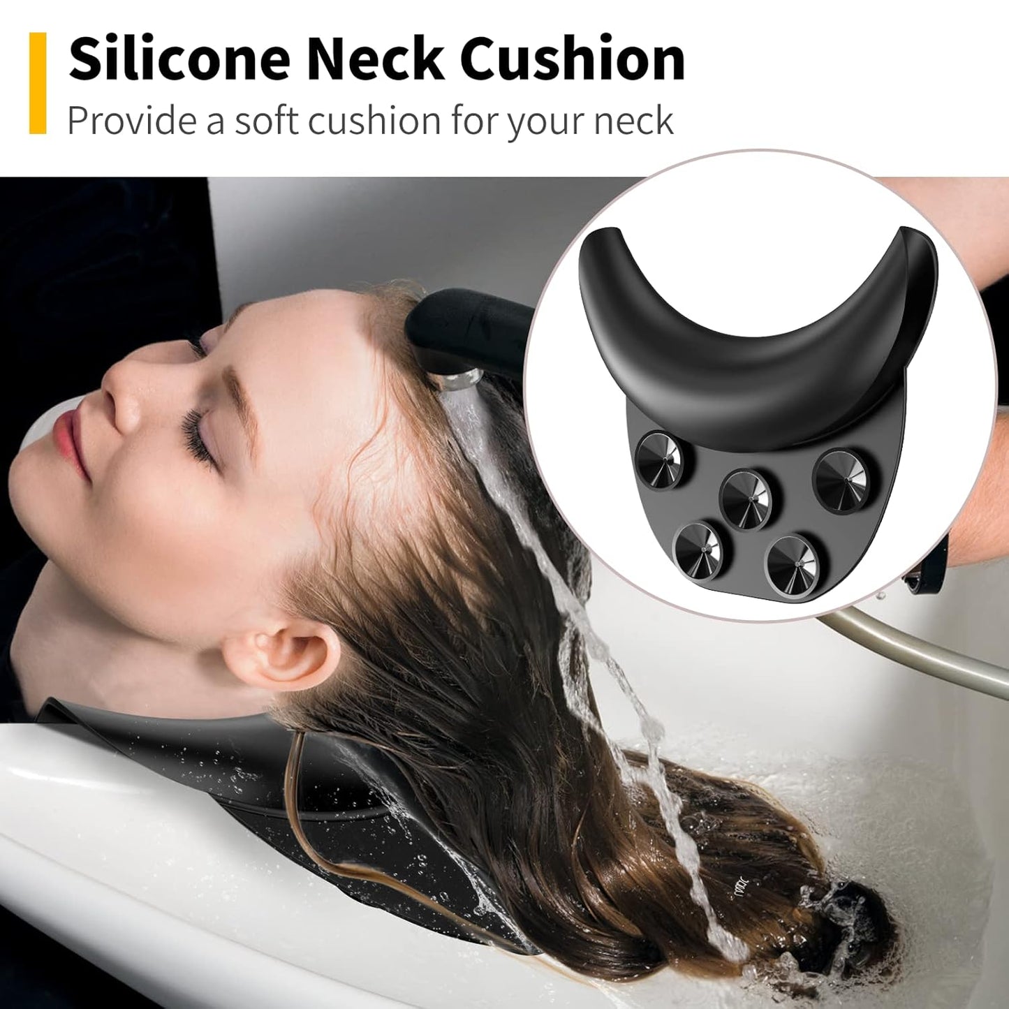 AISEELY Shampoo Bowl Neck Rest with Suction Cup, Silicone Neck Rest for Salon Sink, Shampoo Neck Cushion, Non-Slip Salon Neck Rest for Hair Washing Sink Neck Support, Neck Rest for Wash Basin