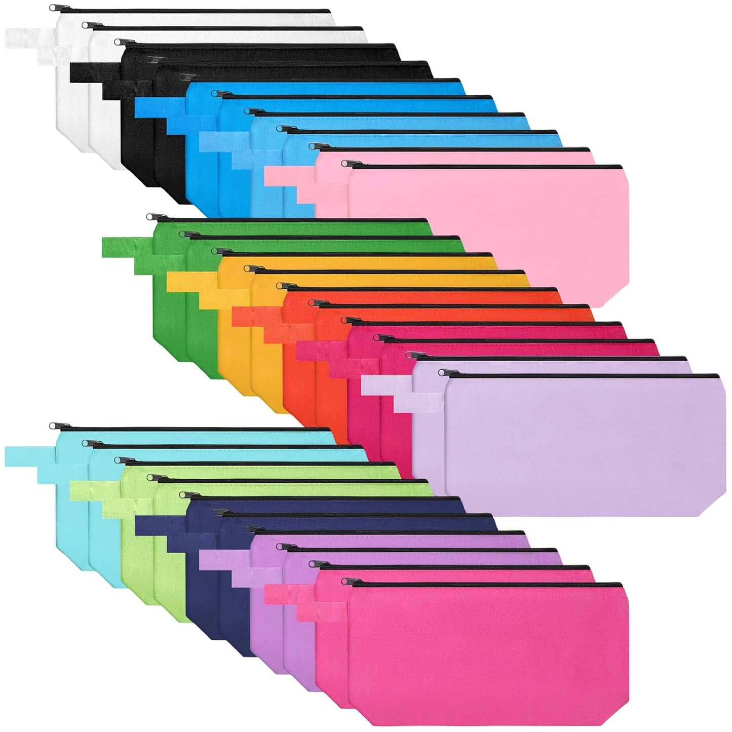 Saintrygo 30 Pcs Makeup Bag Travel Canvas Cosmetic Bag Bulk Multipurpose Small Makeup Pouch for Purse Portable Blank Zipper Toiletry Organizer DIY for Women Assorted Color(Novel,7.5 x 5 x 1.8 Inch)