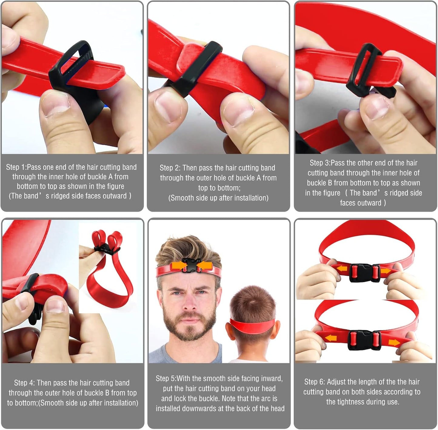 Neckline Shaving Template and Adjustable Hair Trimming Guide,DIY Self Haircutting System, Shaving and Keeping a Clean and Straight Neck Hairline,Easy Use Tool Soft Portable (Red)