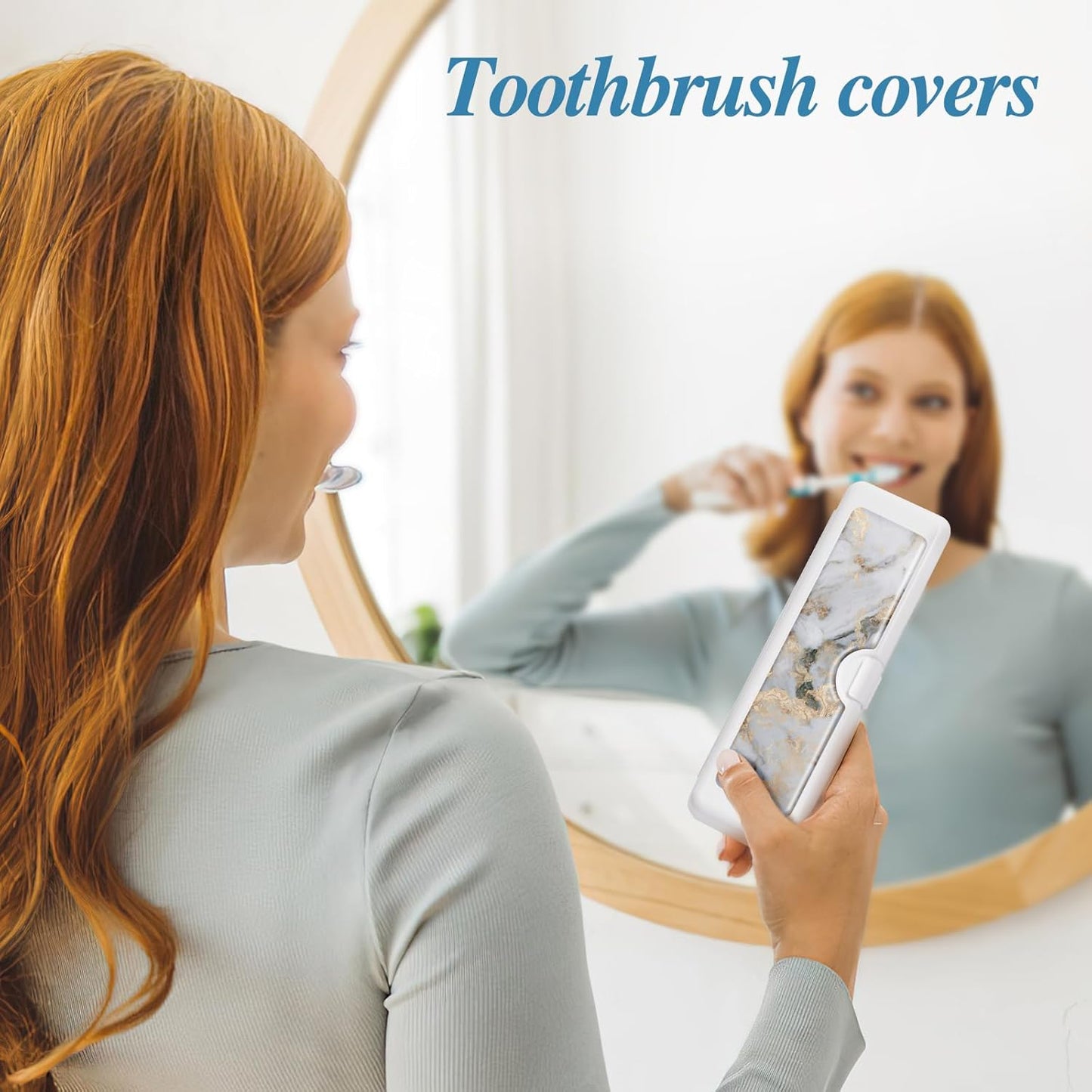 Toothbrush Travel Case - Colorful Pattern, Holder and Covers for Toothbrushes, Includes Tongue Scraper Case