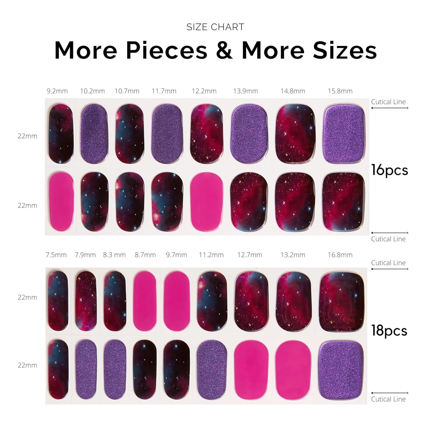 NAILOG Semi Cured Gel Nail Strips 34 pcs| Buy 2 Get 1 UV Lamp | Long Lasting Nail Polish Sticker Wraps with Glossy Gel Finish, Lost in Galaxy