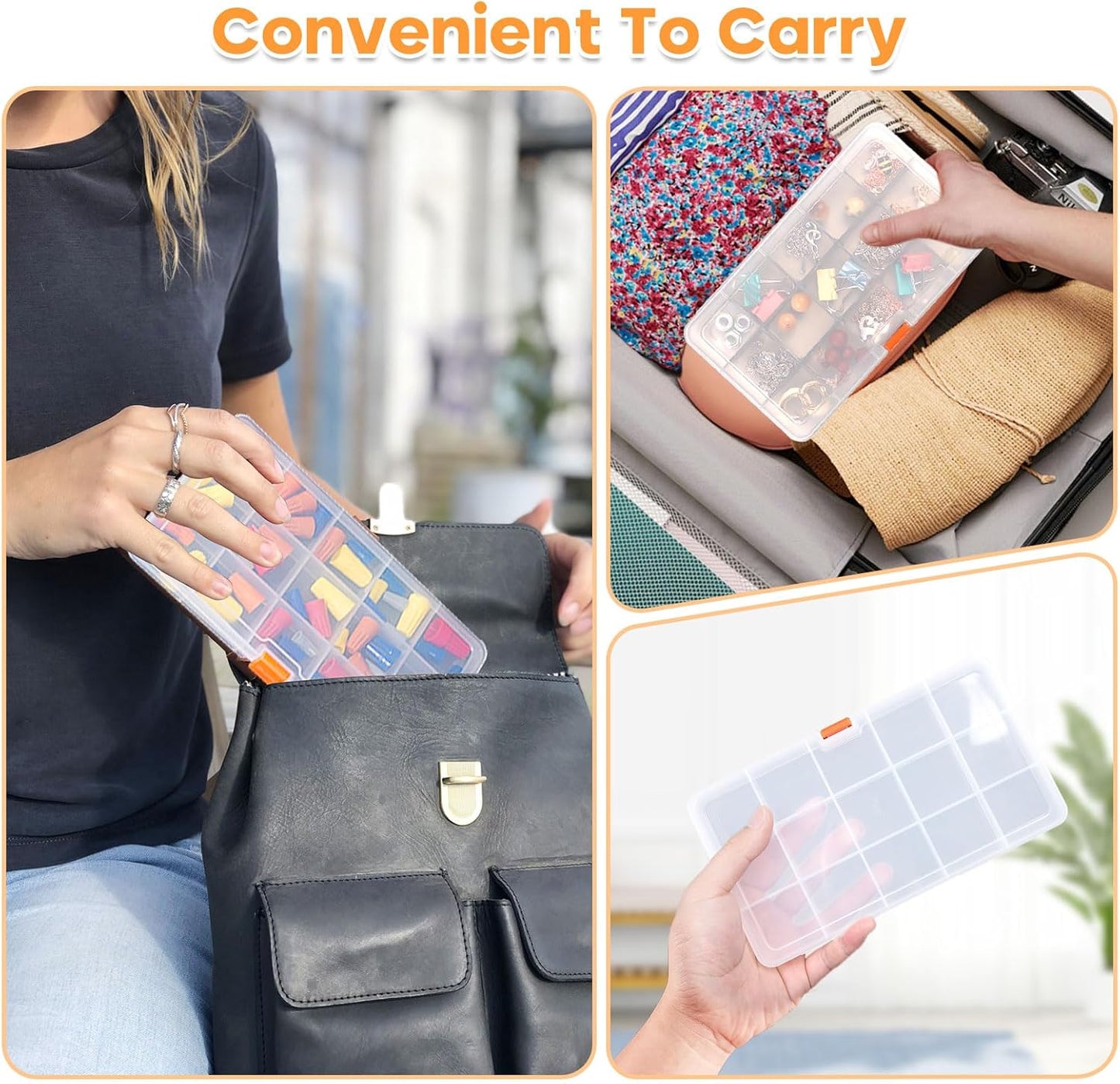 8PACK Extra Thick Bead Organizers, Mini Clear Plastic Storage Box Craft Containers for Nail jewelry rhinestones DIY Supply Case