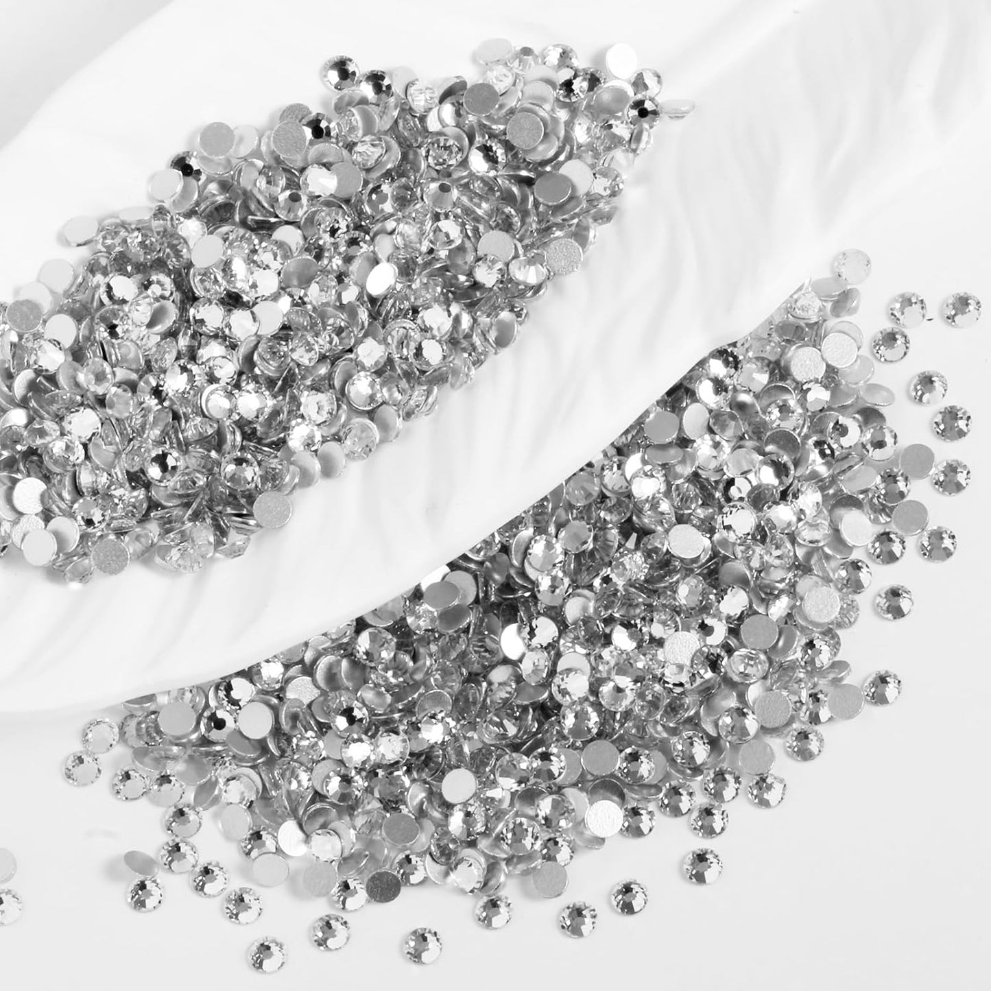 5000PCS SS6 Flatback Rhinestones | 12-Facet Diamond-Cut Glass Gems for Nail Art, Clothing, DIY Crafts |Glue-On Decoration Stones with Silver Backing(Crystal)