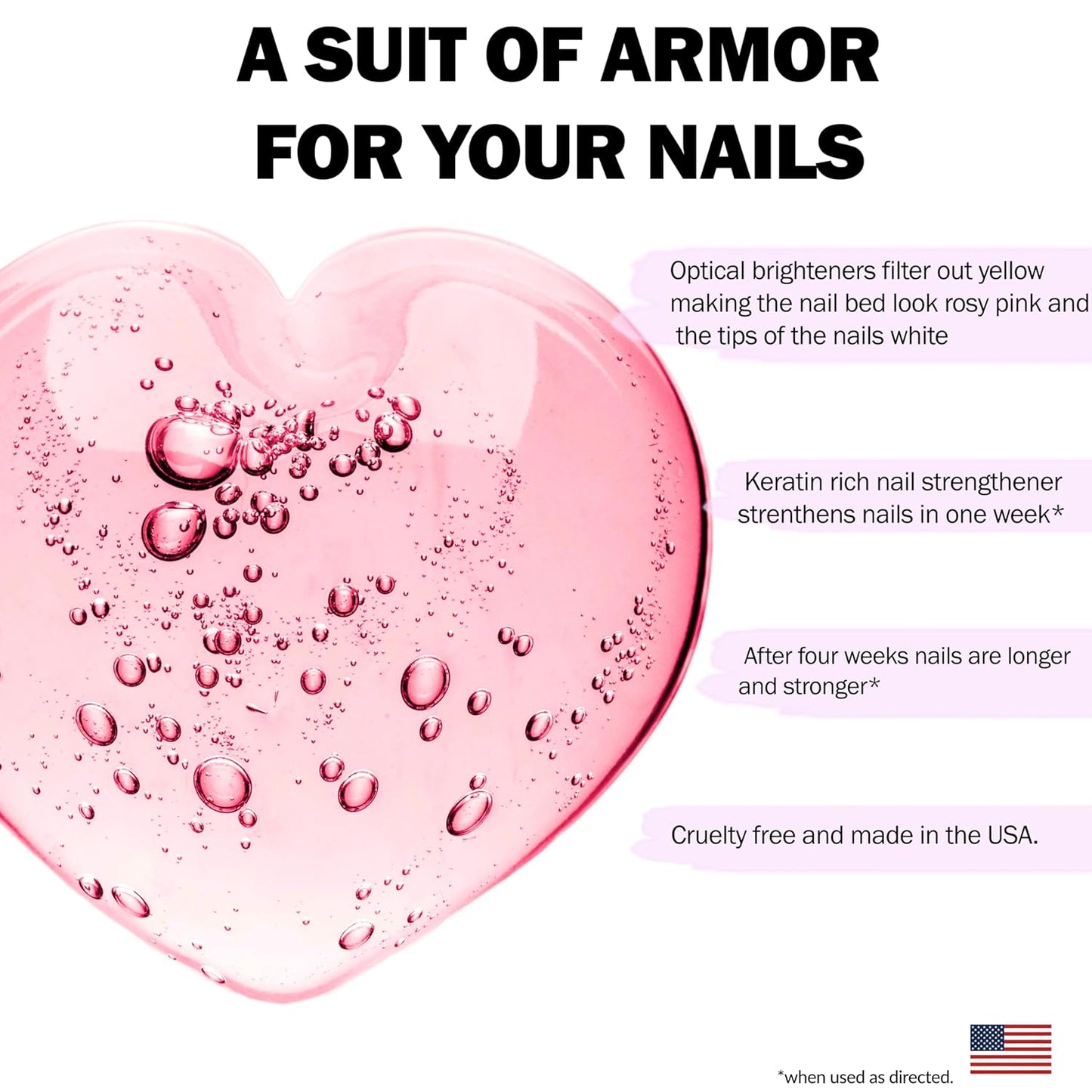 Perfect Formula Pink Gel Coat - Nail Strengthener and Strengthening Polish for Women, Extra Strong Nail Hardener, Keratin Treatment for Damaged Fingernails