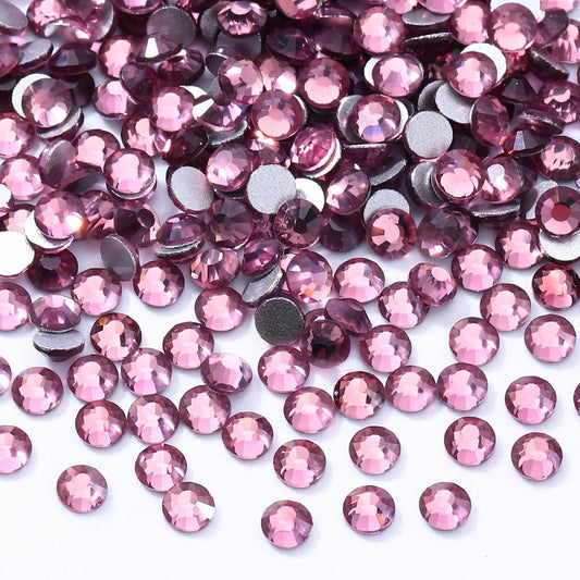 Light Amethyst Flatback Rhinestones, Glass Rhinestones for Nail Art and Craft, Glue Fix, Loose Crystal Gemstones(Lt.Amethyst, SS10, 2880pcs, 2.7-2.8mm)
