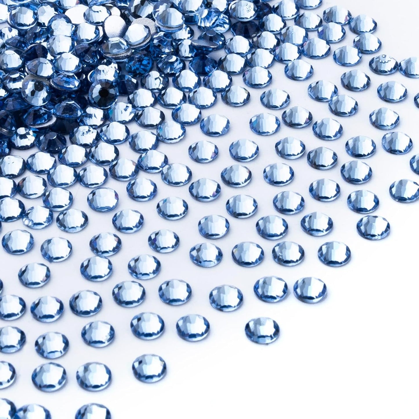 1440Pcs Light Blue Crystal Rhinestones,Glass Flatback Rhinestones Gemstones for Nail Face Makeup Art Crafts Clothes Decoration - (SS12,3.0mm,Light Blue)