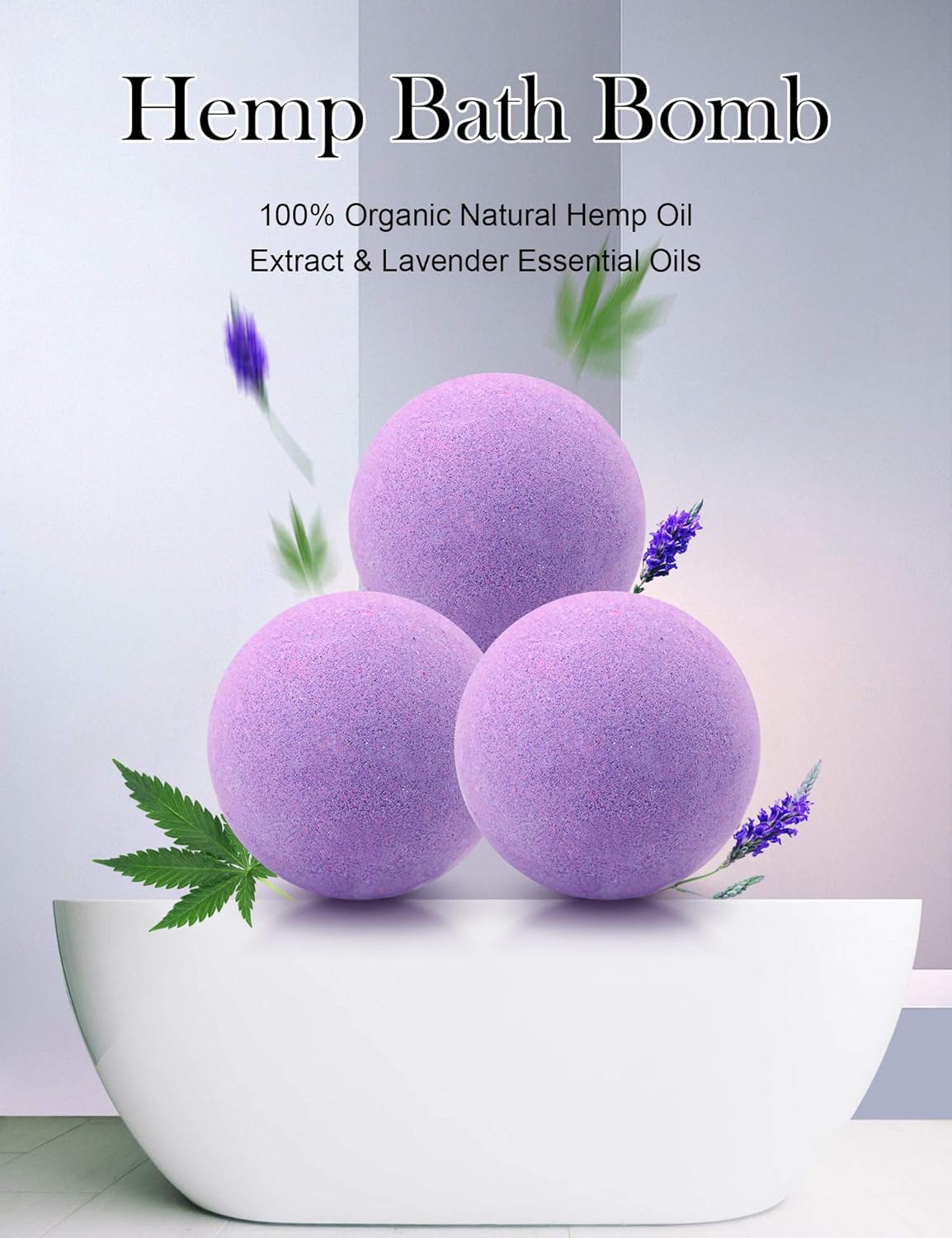 Bath Bombs,2 Pack Fizzy Spa Gift Natural Hemp Oil Extract and Lavender Essential Oils Bath for Moisturizing Dry Skin,Relaxing,Bubble Bath for Gifts Idea for Men Women