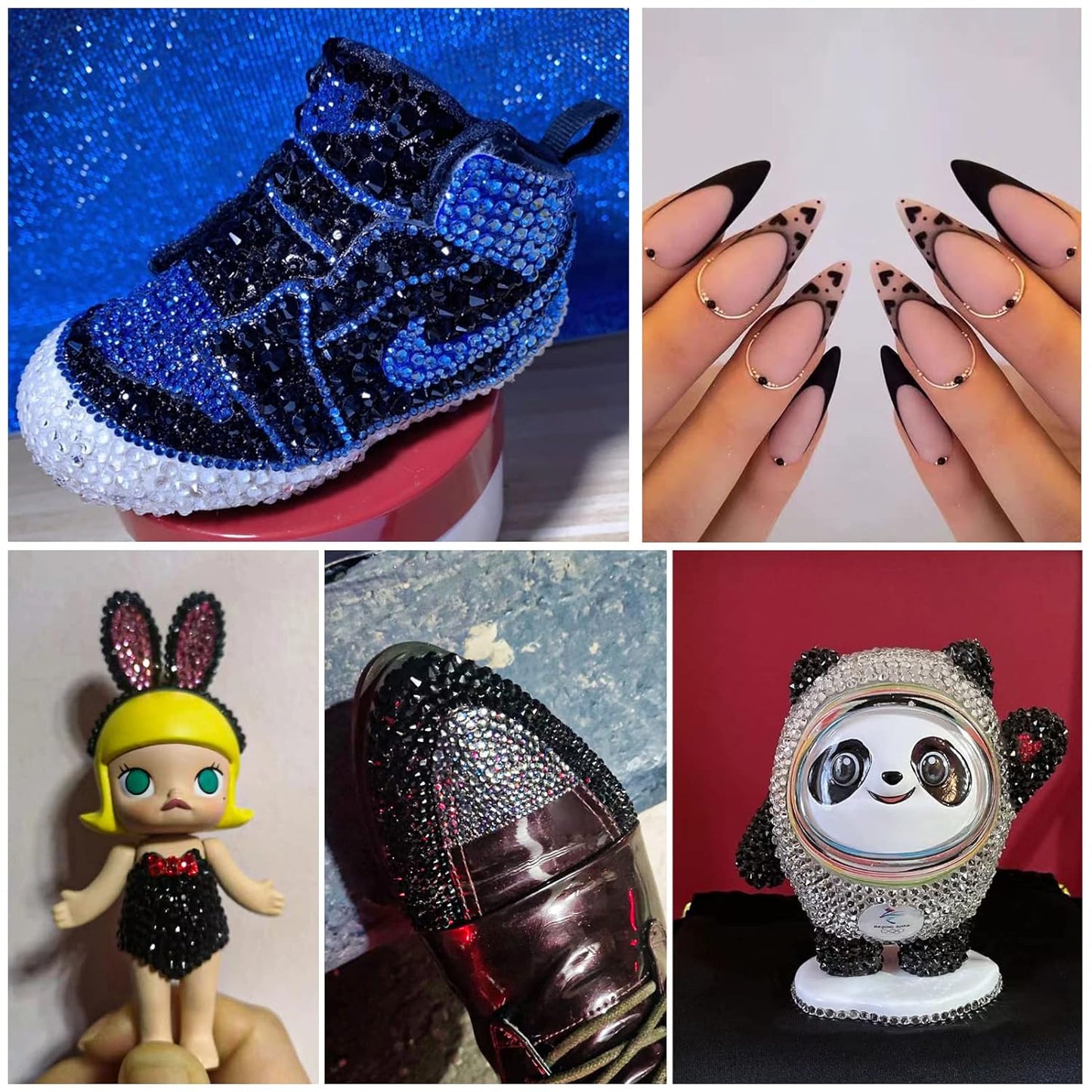 beadsland Flat Back Crystal Rhinestones Round Gems, Black(7.1-7.3mm) SS34/288pcs